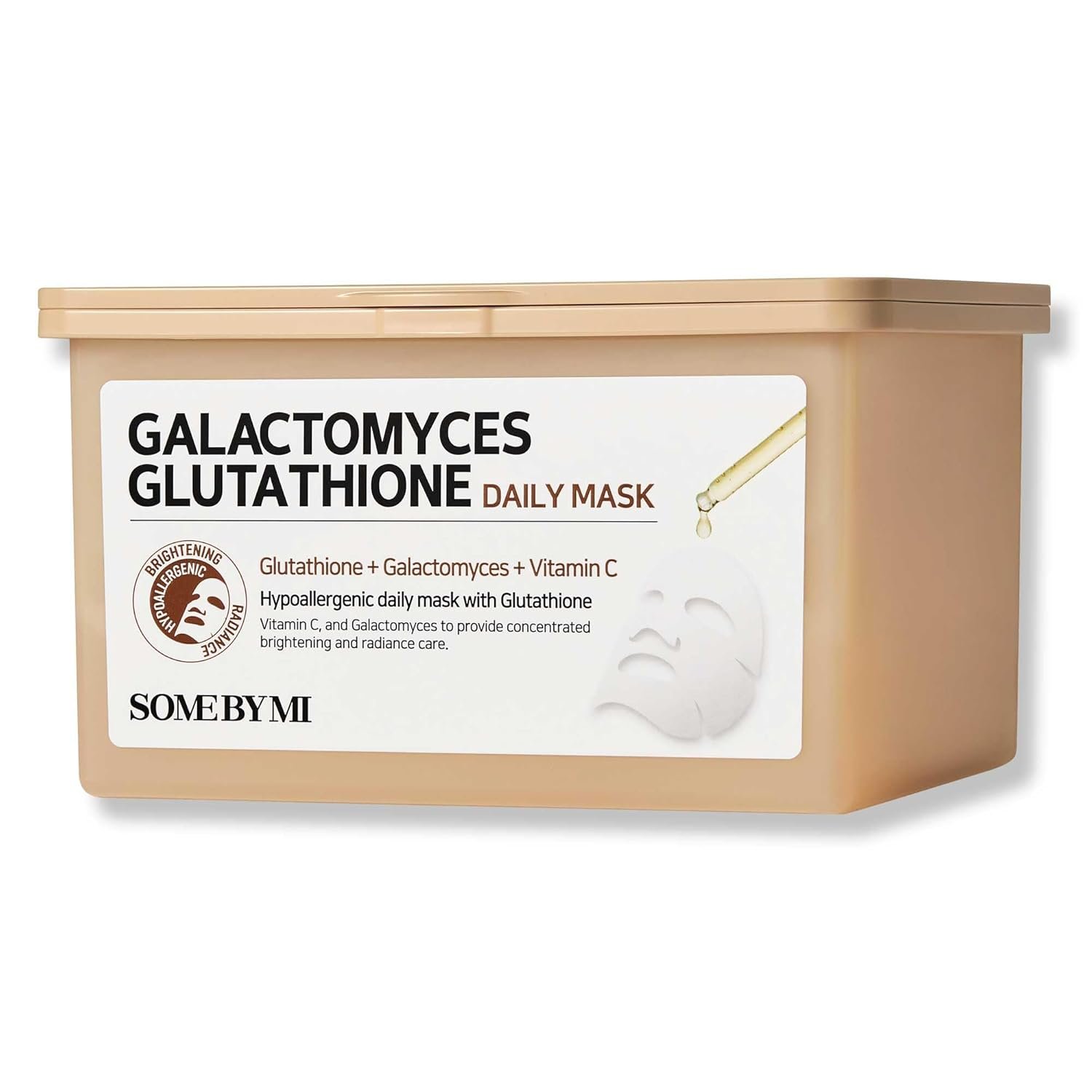 SOME BY MI Galactomyces Glutathione Daily Mask – 30 Sheets, 11.8Oz – Vitamin C Vegan Face Sheet Mask for Skin Brightening Routine – Skin Moisturizing and Glowing Care for Glass Skin – Korean Skin Care