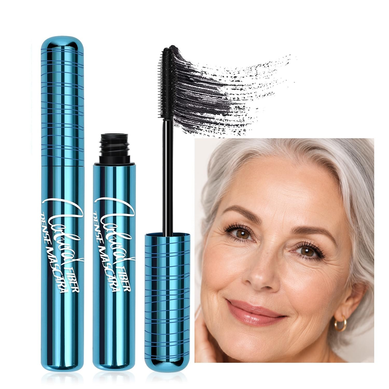 Volumizing Mascara for Older Women 60 Plus – Lengthening & Thickening Formula, Smudge-Proof, Clump-Free, Waterproof Mascara for Thin Lashes, Ultra-Defining Lash Lift for Mature Eyes (Black, 1)