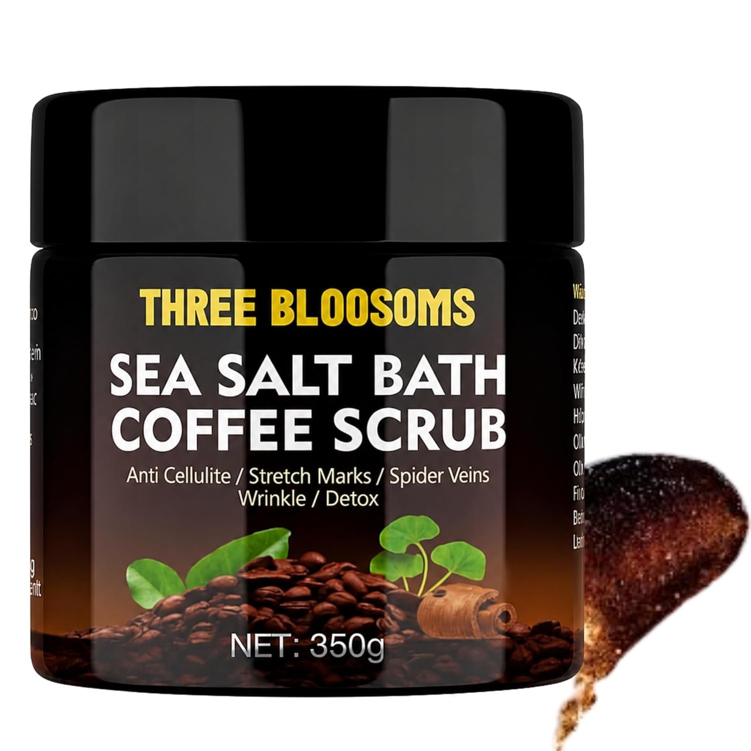 Coffee Scrub Body Exfoliator | 350g Anti Cellulite, Anti aging, Removes Dark Circles, Wrinkles | Spa-at-Home | contains Coffe-Seeds, Sea Salt, Coconut Oil, Leaf Extracts (350g, Coffee Scrub)