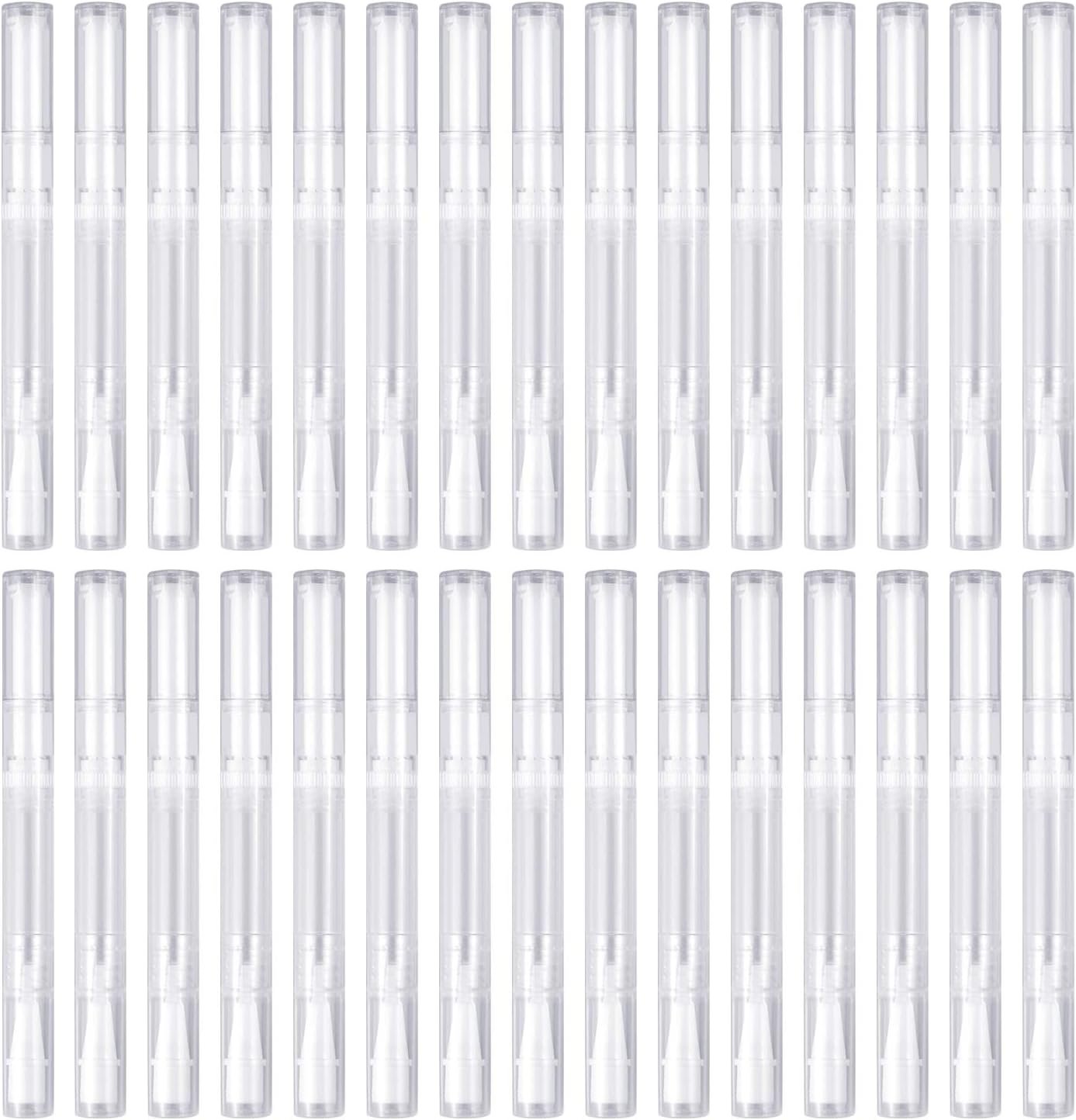 30Pack 3ML Transparent Twist Pens, Empty Nail Oil Pen Brush Cosmetic Lip Gloss Container Applicators