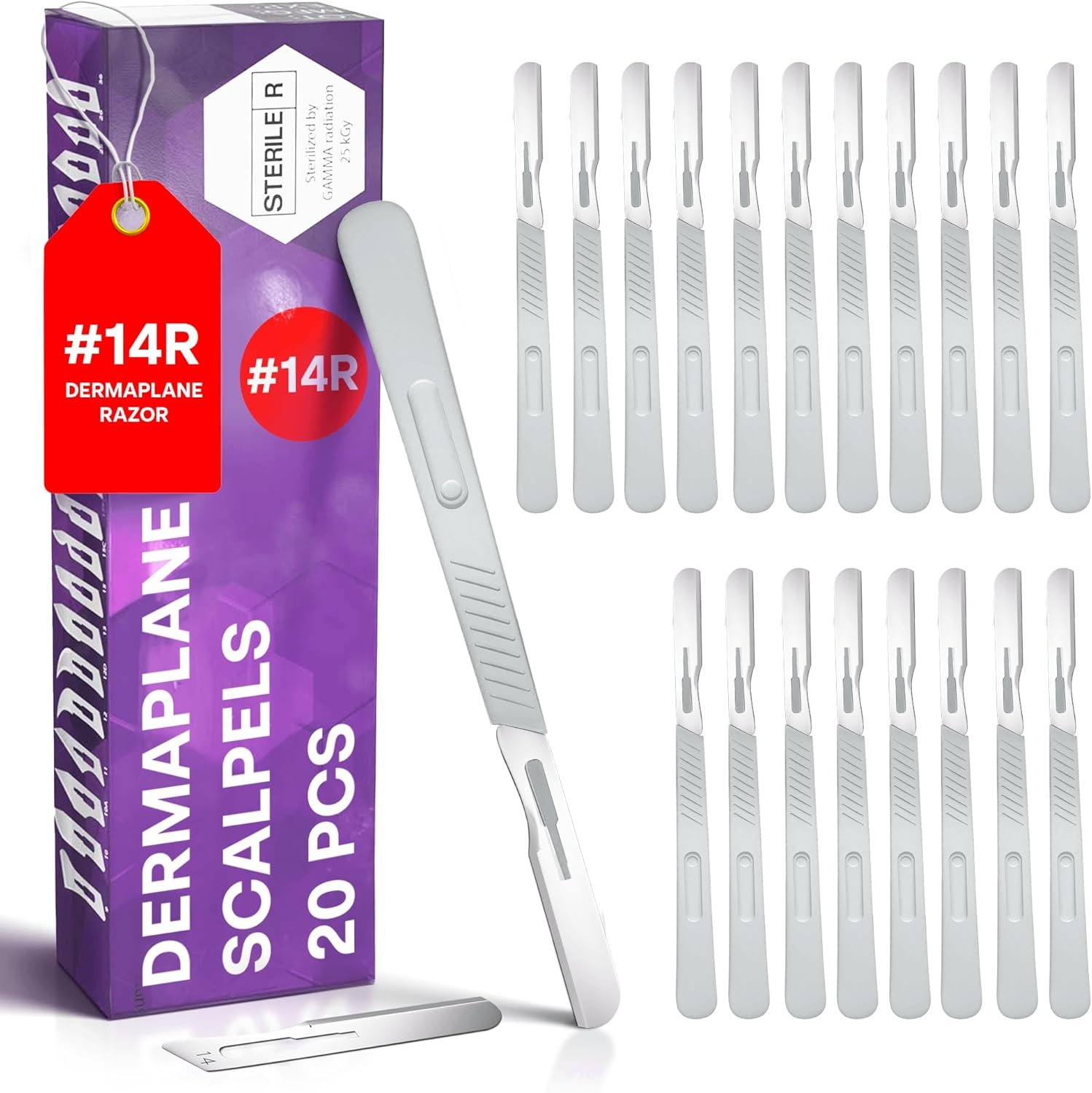 MyMed Disposable 14R Dermaplaning Razors – Pack of 20 Dermaplane Razor for Women Face, Dermaplane Scalpels Dermaplaning Tool for Face