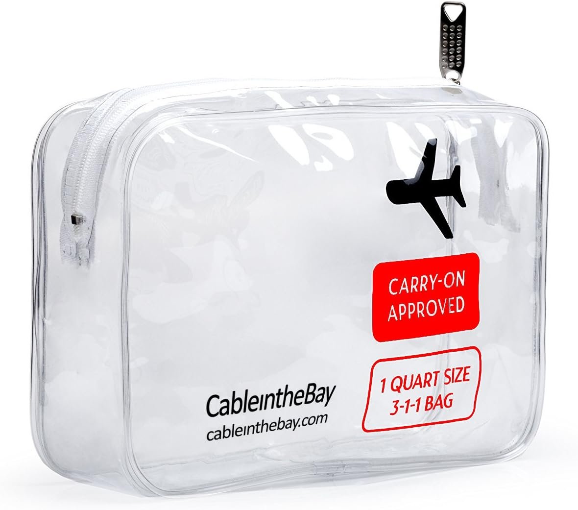 TSA Approved Clear Travel Toiletry Bag-Quart Sized with Zipper-Airport Airline Compliant Bag/Bottles-Men’s/Women’s 3-1-1 Kit+Travel (1 PACK)