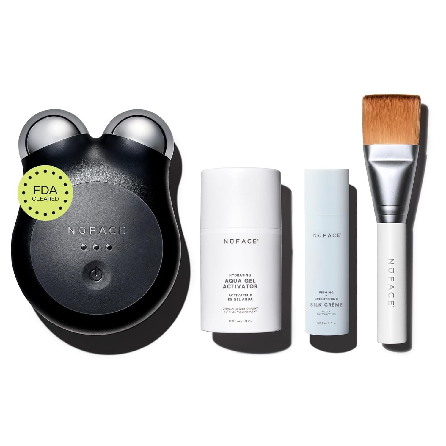 NUFACE MINI+ Facial Sculpting Tool – Microcurrent Face Massager Device for Skin Tightening, Contouring, Depuffing & Toning + Lymphatic Drainage & Activator Gel, Midnight Black