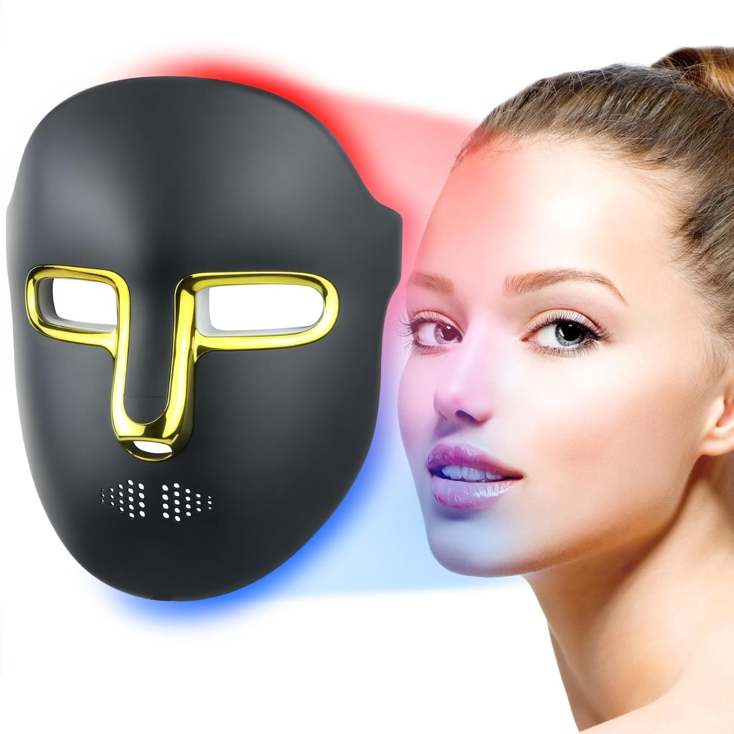 Red Light Therapy for Face Mask – LED Face Mask Light Therapy with Red Blue LED and Infrared Light, Anti-Aging, Blemish Repair Treatment
