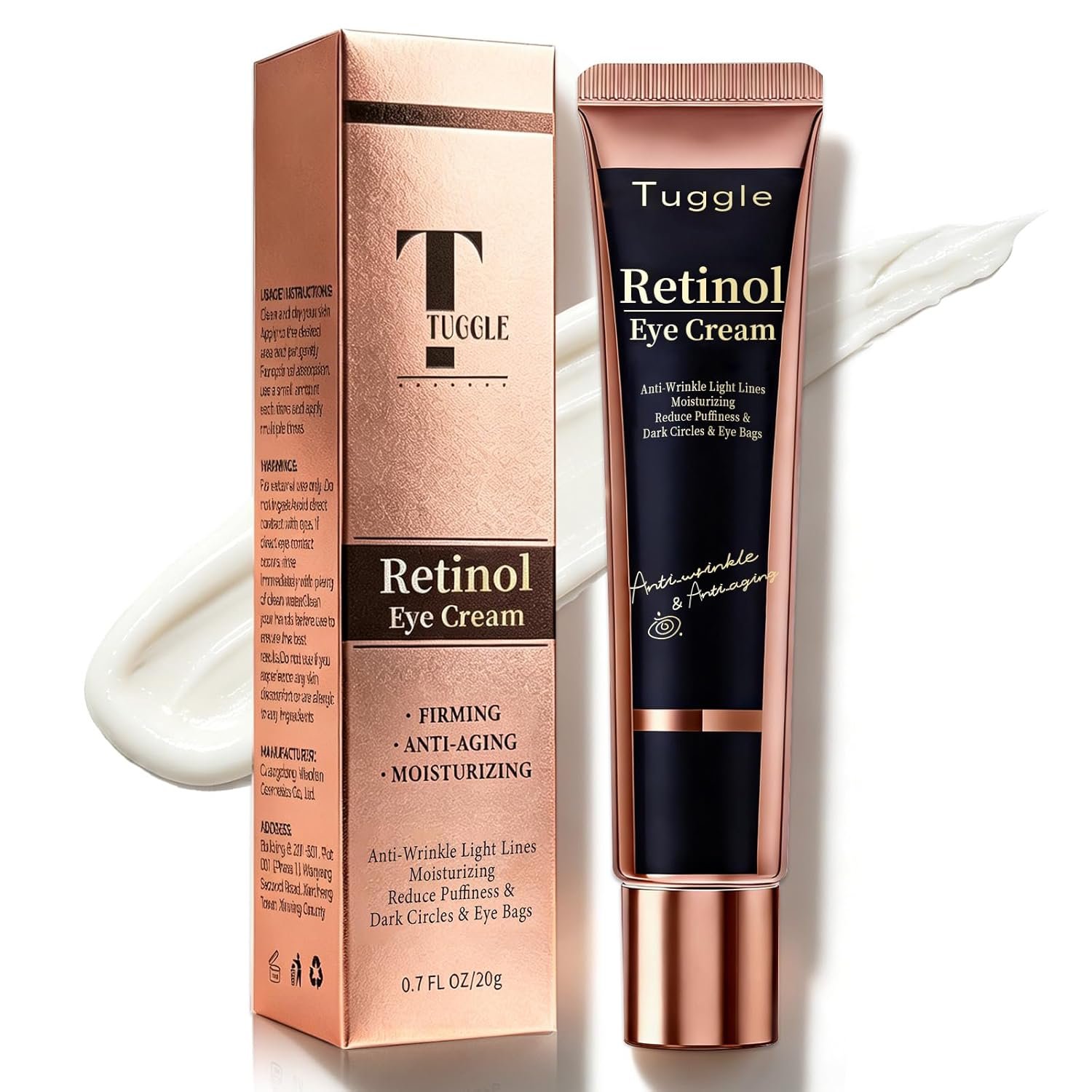 Retinol Under Eye Cream – Anti Aging Eye Cream for Puffiness and Bags Under Eyes & Wrinkles, Firming and Moisturizing, Gentle Formula for Men & Women to Reduce Dark Circles 0.7 Fl.Oz