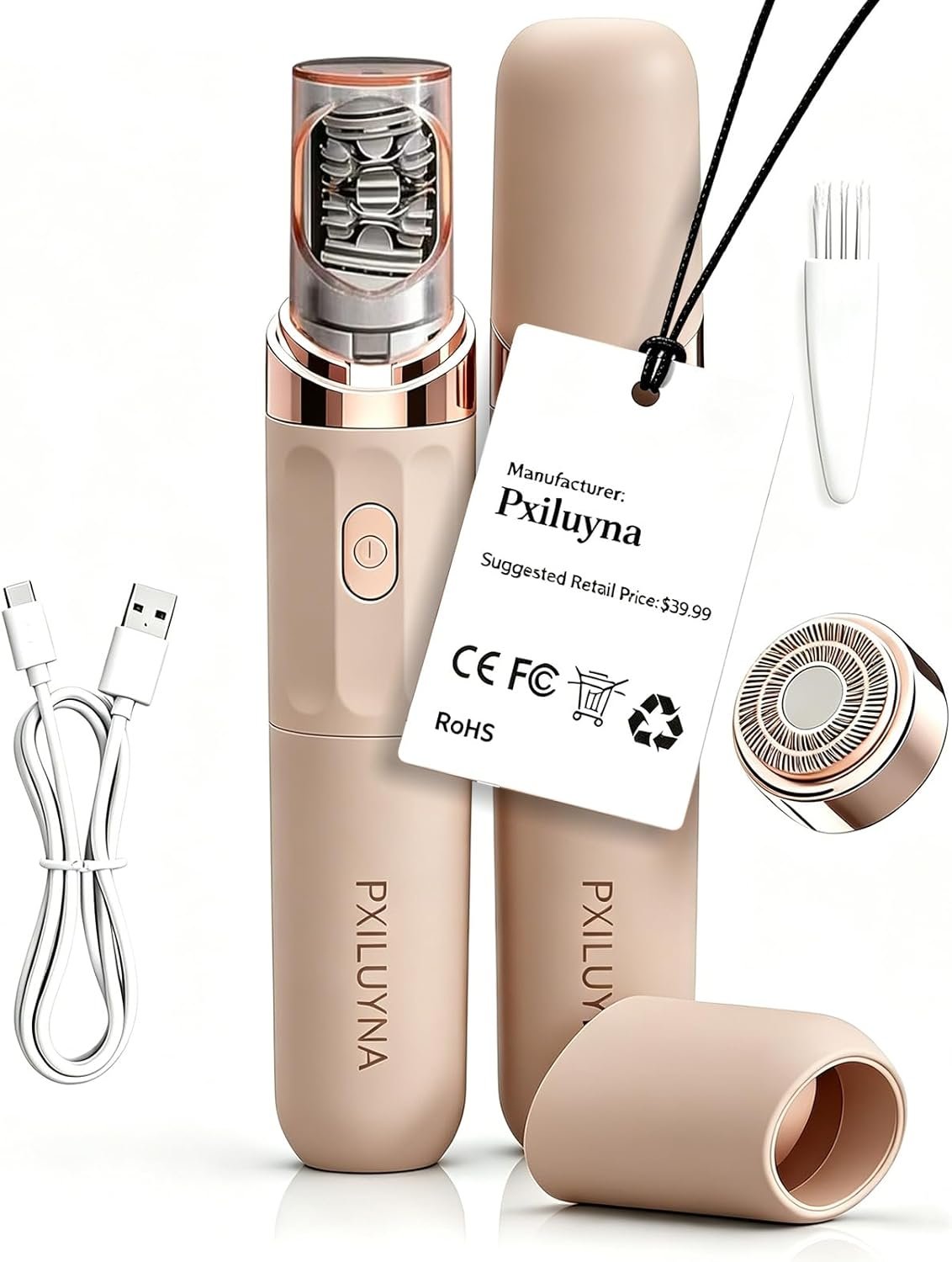 Pro 3.0 Women Face Epilator – 2-in-1 Pluxyepil Gentle Root Removal for Coarse & Fine Hair,2026 New Rechargeable Lady Depiladora Electric Shaver for Face/Legs/Bikini Smooth Skin (Rose Gold)