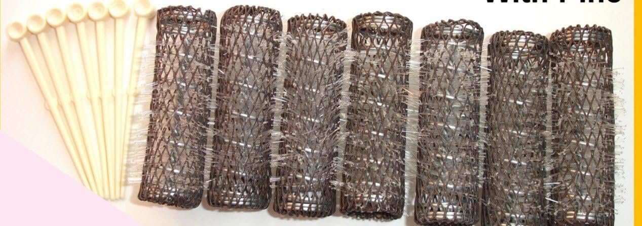 2 Packs (14 total) MEDIUM BRUSH ROLLERS & PINS Hair Curlers Bristles 2 1/2″x 3/4″ NEW