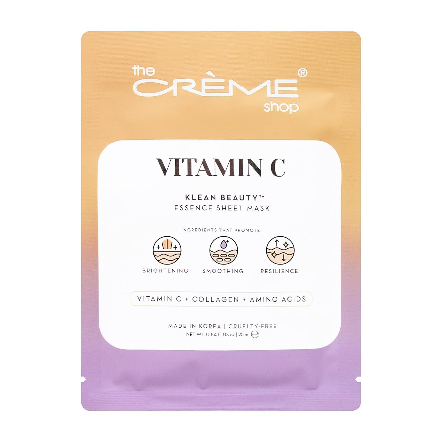 The Crème Shop Korean Skin Care Vitamin C Face Sheet Mask – Anti Aging, Dark Circles, Wrinkles, Increases Collagen Production for Sensitive, Oily, Dry Skin Type – 5 Sheets Set