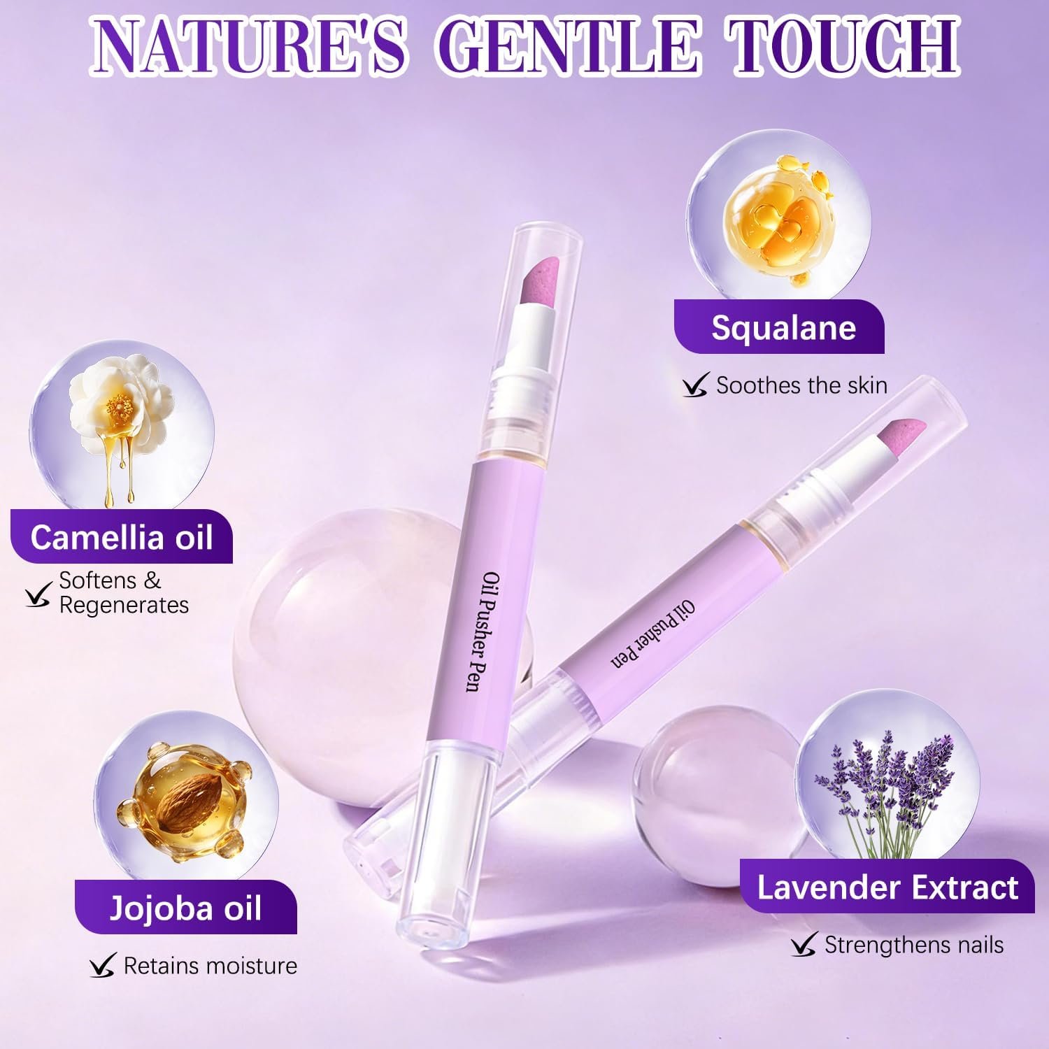 Cuticle Oil Pusher Pen – 2-in-1 Nail Care Tool with Ceramic Cuticle Pusher & Moisturizing Oil, Portable Nail & Hangnail Care Pen for Dry Cuticles & Daily Hand Beauty