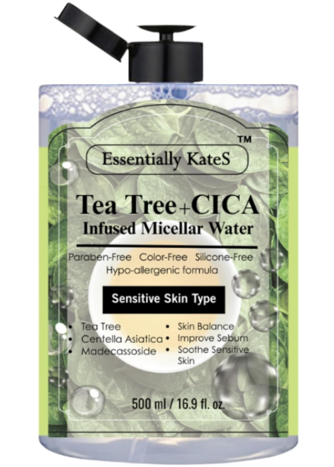 Essentially KateS Korean Micellar Water Makeup Remover 16.9 Fl Oz – NO stinging, NO tightness, NO over-drying – SuperHydrating No-Rinse Facial Cleanser for Sensitive Skin