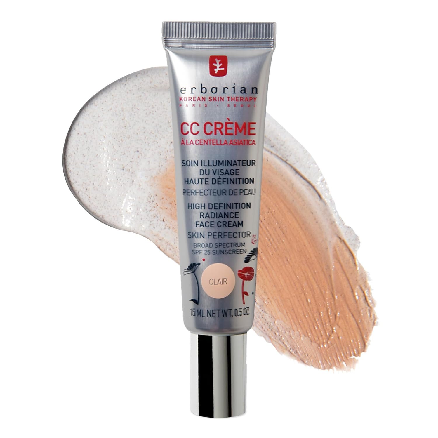 Erborian CC Cream, Color Correcting, Tone-Evening Korean Skincare Makeup Hybrid, Moisturizes, Lightweight, Blurs Skin, Natural, Luminous Finish