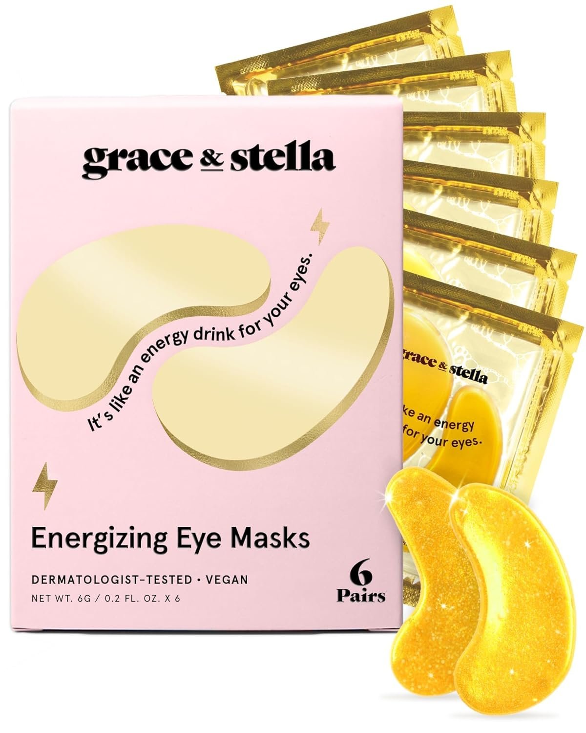 grace & stella Award Winning Under Eye Mask – Teen Gifts, Gel Eye Patches for Dark Circles, Puffy Eyes, Wrinkles, Undereye Bags, Travel Gifts for Women – Vegan, Self Care (6 Pairs, Gold)