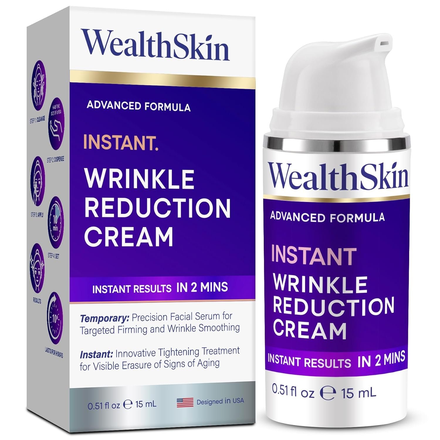 Instant Rapid Wrinkle Eye Cream: Temporary Effects Firm & Lift Under Eye Bags and Reduction Puffiness and Remover Dark Circles – 60 Second Tightener 30mL