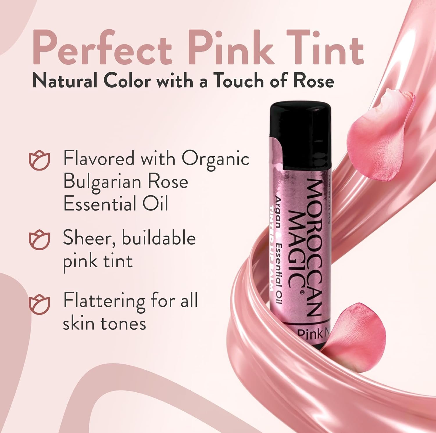 Moroccan Magic Perfect Pink Tinted Lip Balm | Made with Natural Cold Pressed Argan and Essential Oils | Lip Balm | Smooth Application | Non-Toxic, Cruelty Free | 2 Pack