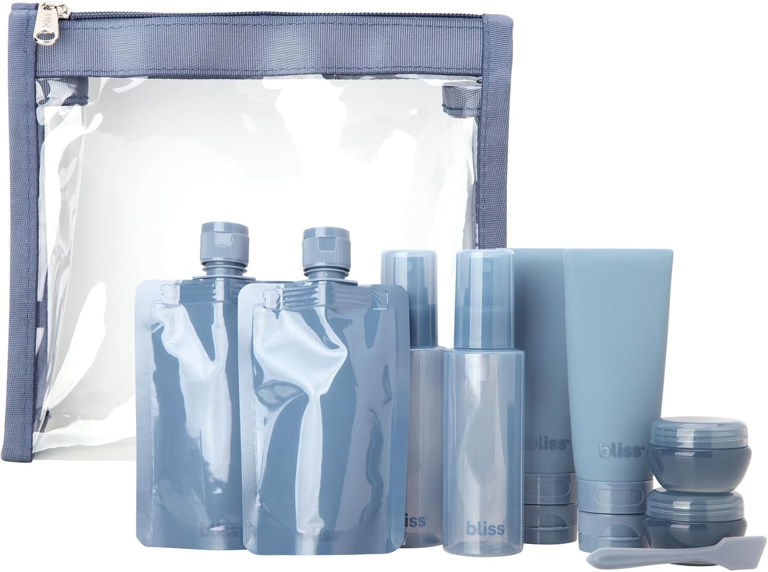 Bliss Travel Bottles Set – 10PC TSA Approved Leak Proof Refillable Travel Size Toiletries Containers for Shampoo Conditioner Lotion & Skincare, Size One Size, Denim Blue