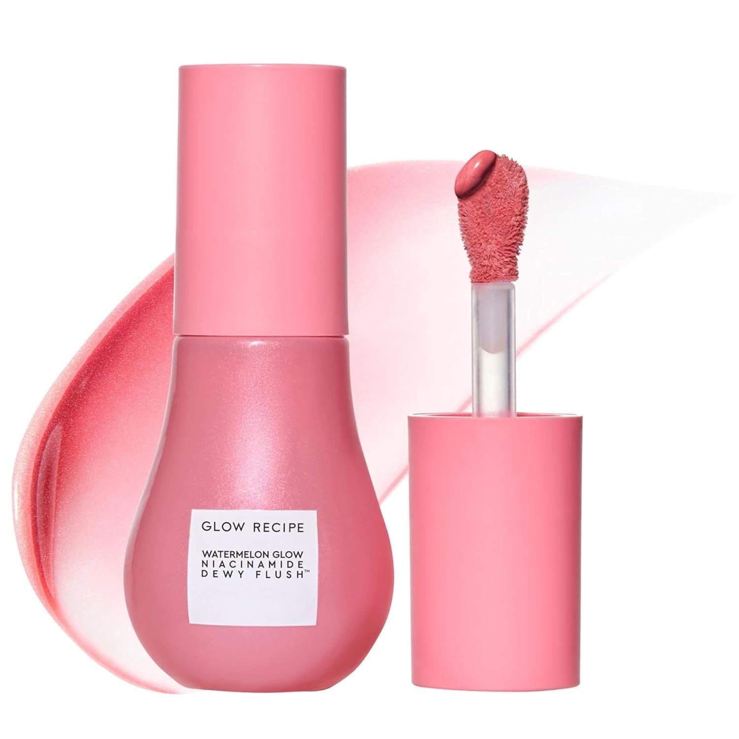 Glow Recipe Niacinamide Dewy Flush Tinted Liquid Blush Serum – Glowy Blush for Cheeks to Smooth, Hydrate & Brighten – Liquid Korean Makeup with Buildable Soft Pink Tint – Watermelon Flush (0.4 oz)