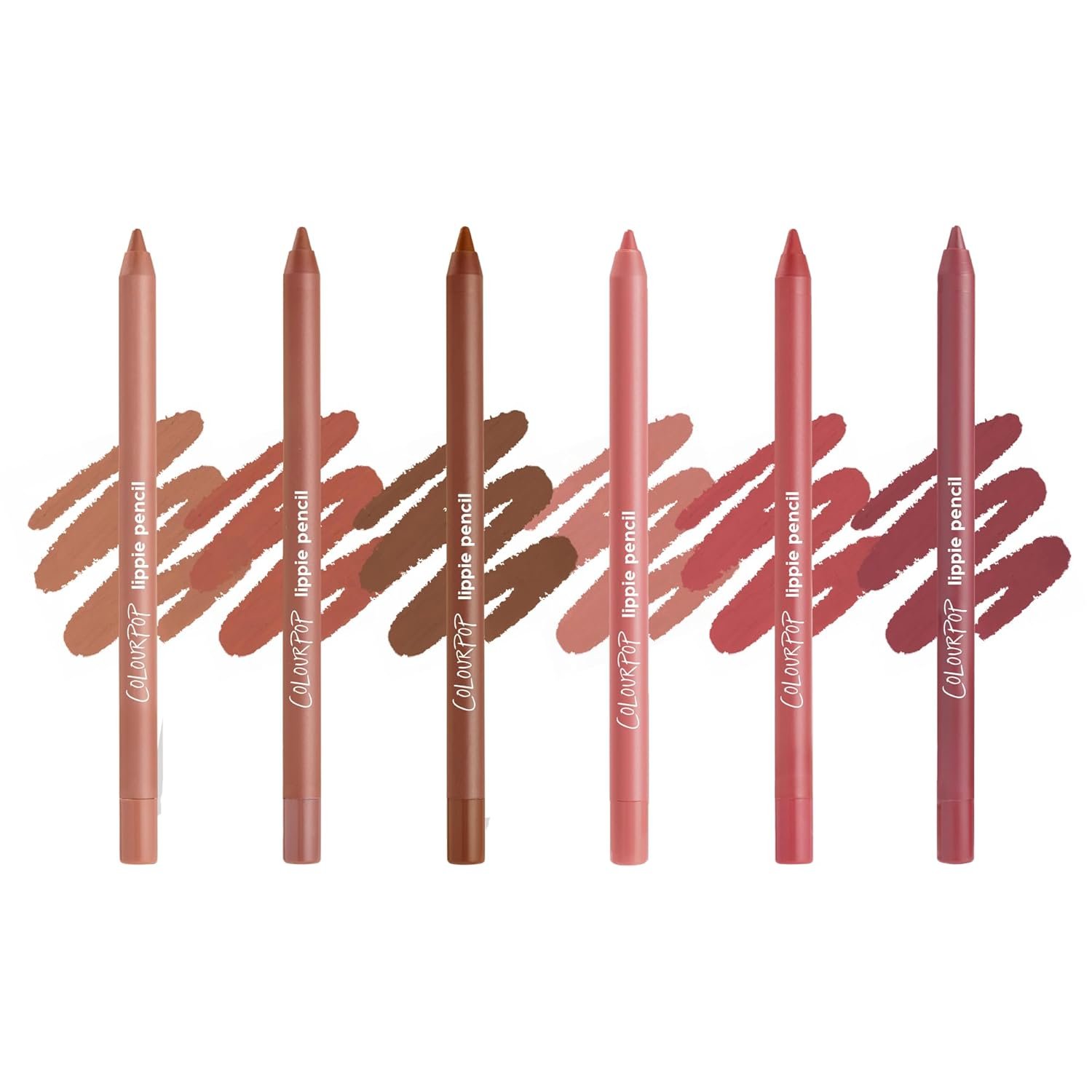 ColourPop Lined and Defined Lippie Lip Pencil Kit – High-Pigment, Long-Lasting & Sharpenable Lip Liner with High-Impact Color – Nude Pink + Brown Shades with a Matte Finish (6 Count)