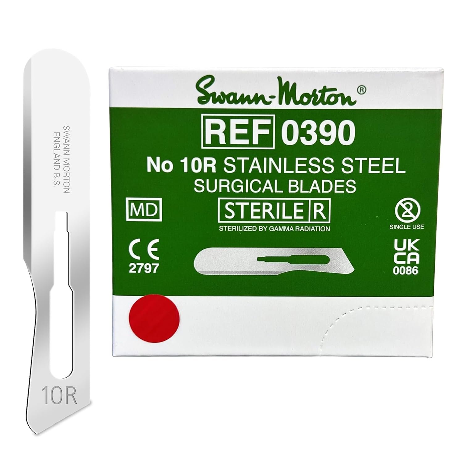Swann Morton Scalpel Blade #10R – Sterile Dermaplane Blade for Face, Dermaplaning for Women & Men, Stainless Steel, Beauty Tools for Estheticians – Individually Wrapped, Box of 100