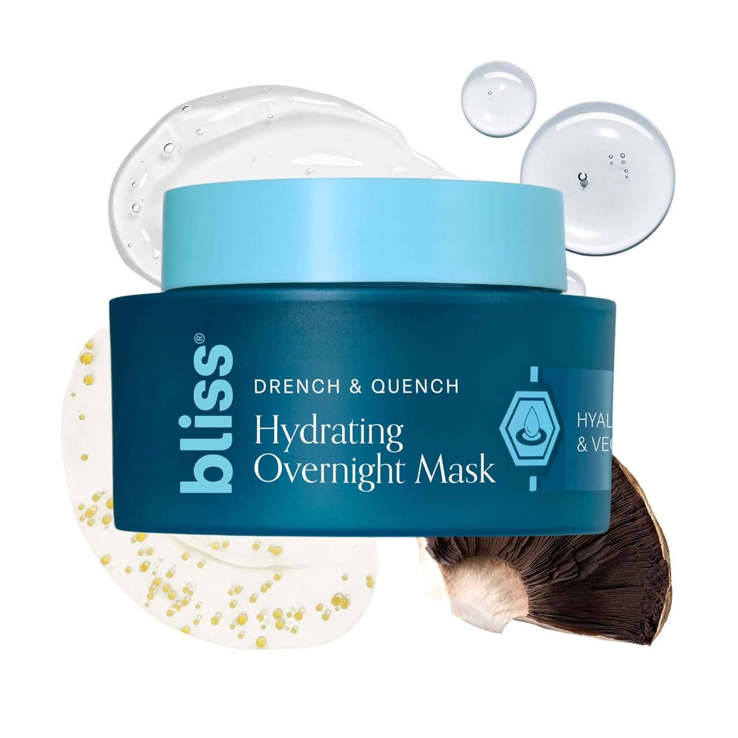 Bliss Drench & Quench Hydrating Overnight Collagen Mask with Hyaluronic Acid – Elasticity & Hydration Face Treatment for Glowing Skin