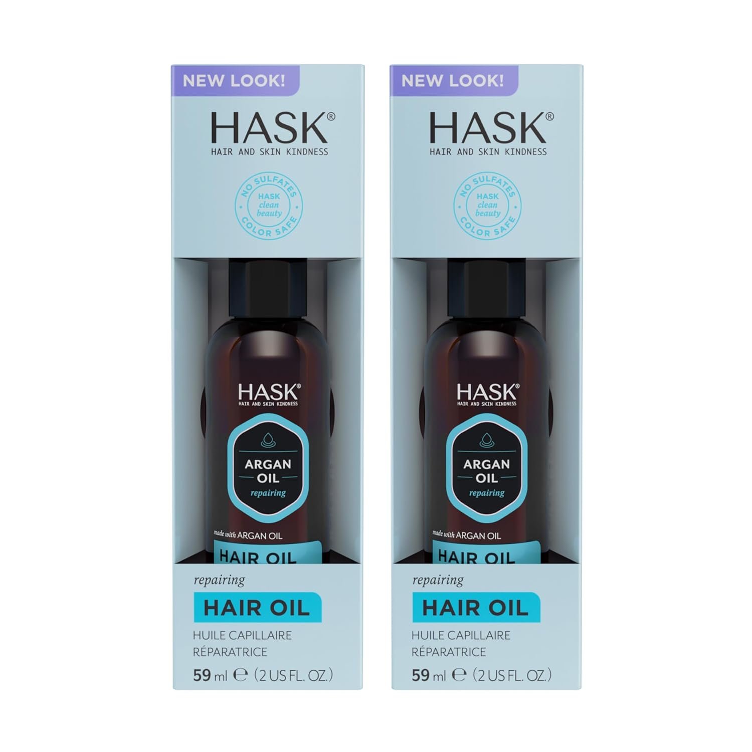 HASK ARGAN Repairing Hair Oil for shine and frizz control for all hair types, color safe, gluten free, sulfate free, paraben free – 2 Hair Oils