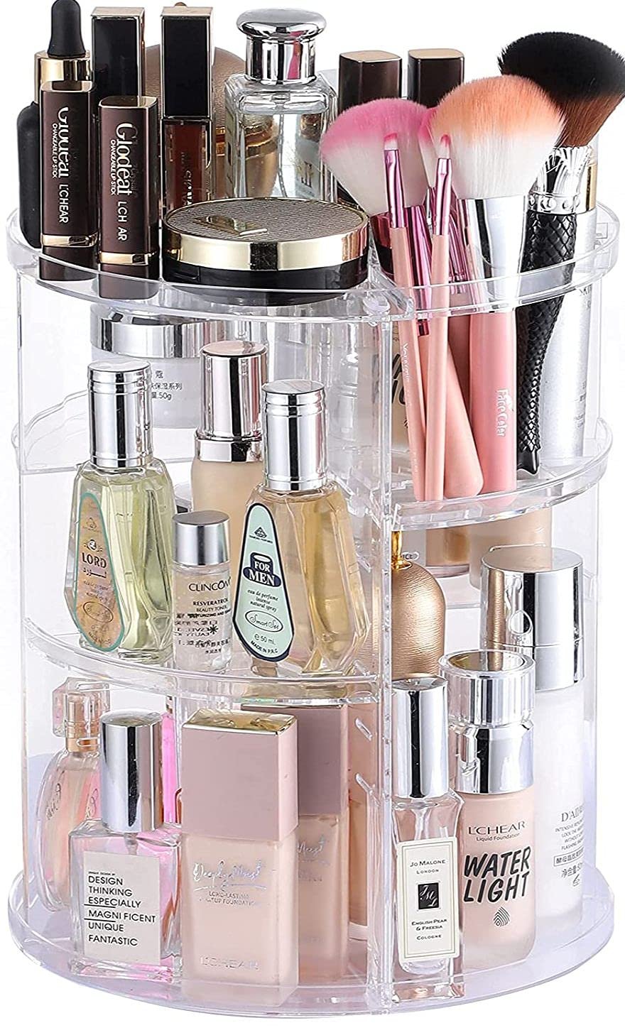 Clear Rotating Makeup Organizer for Vanity,Adjustable Skincare Organizer Countertop,Cosmetic Display Cases for Beauty,Skin Care,Spinning Makeup Stand,Make up Storage Organizer and Perfume organizer