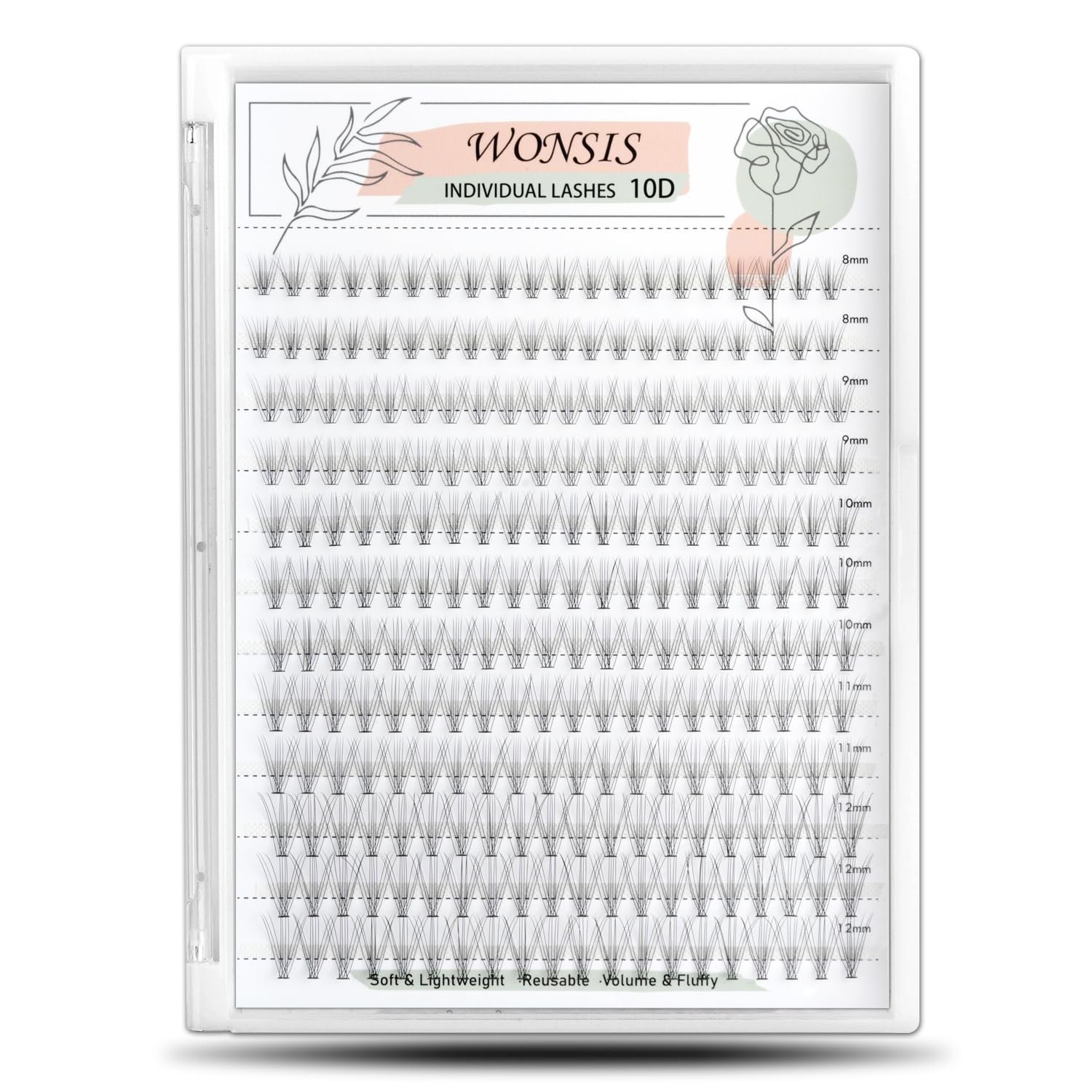 Individual Lashes, Lash Clusters, 240 Pcs 10D Individual Lash Extensions, Natural Soft Lightweight Reusable, Thickness 0.07mm C Curl False Eyelashes 8/9/10/11/12mm (10D 8-12mm)