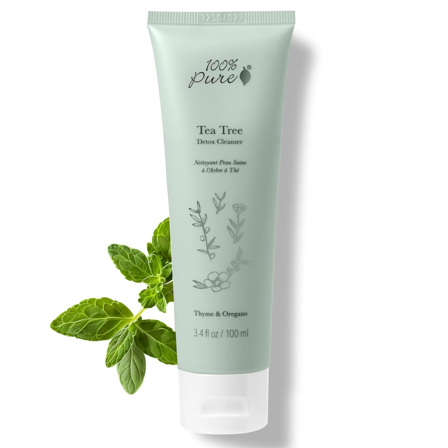 100% PURE Tea Tree Detox Cleanser – Clear Complexion Foaming Face Wash, Acne Blemish Treatment, Deep Skin Cleansing and Pore Declogger for Breakout Prone or Oily Skin – Vegan – 3.4oz