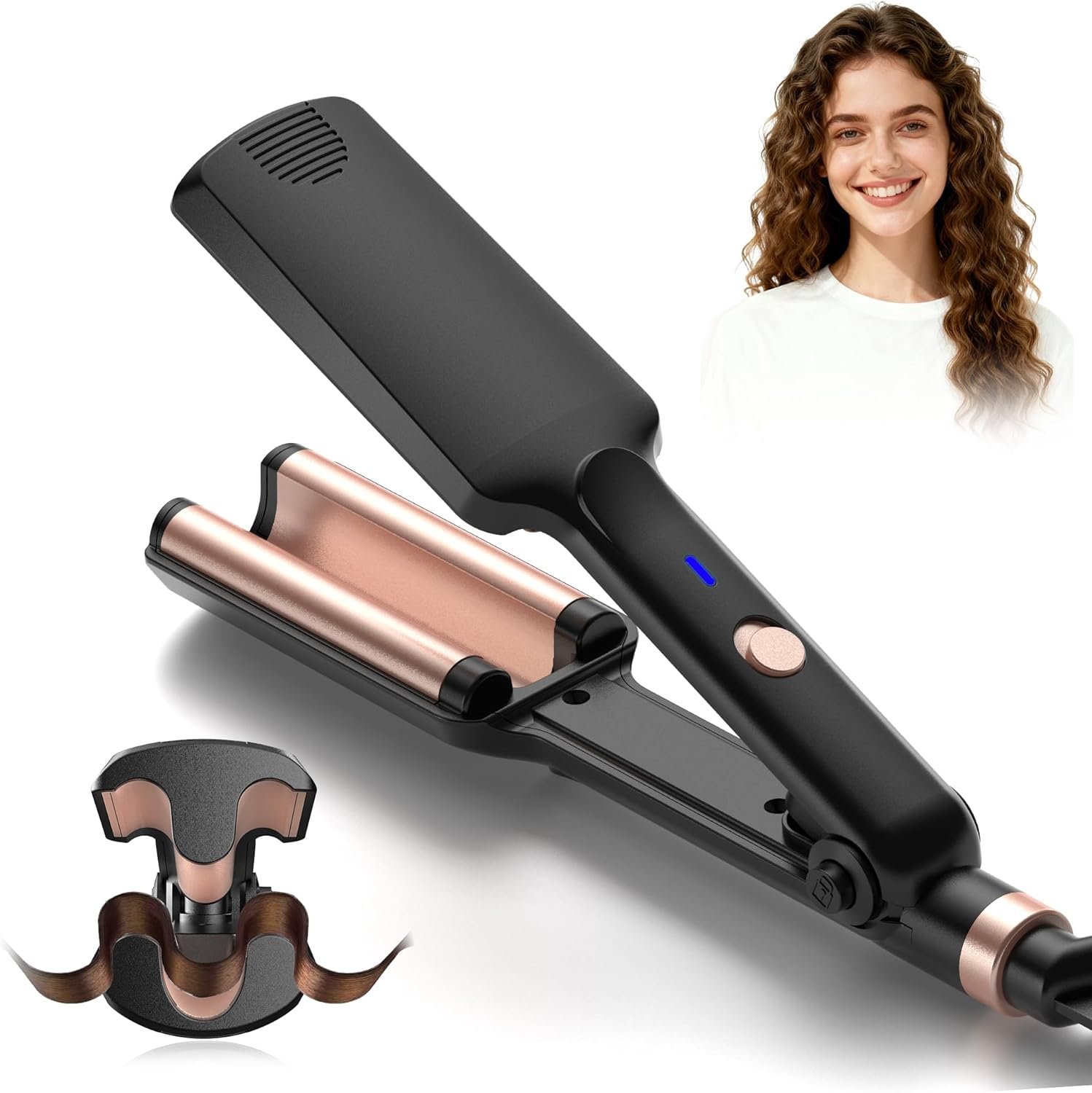 Crimper Hair Tool, Mini Hair Crimper for Women Heating up 390°F, Waver Curling Iron 100-240V Crimping Iron for All Style (9.5 Inch/1.5 Inch)
