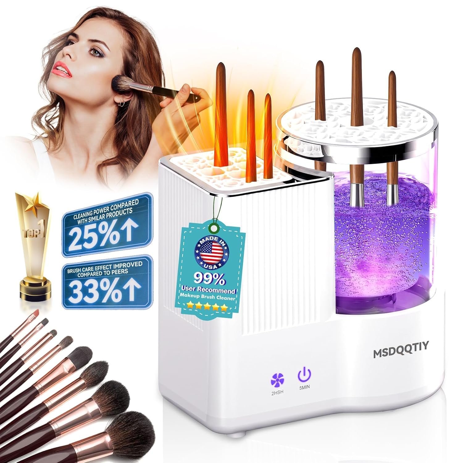 2026 Upgrade 3 IN 1 Electric Makeup Brush Cleaner【Industry NO.1-12x Cleaning Power】Makeup Brush Cleaner Machine【Perfect Design – Suitable for All Brush】 Dryer Cleaner for Makeup Brush Set
