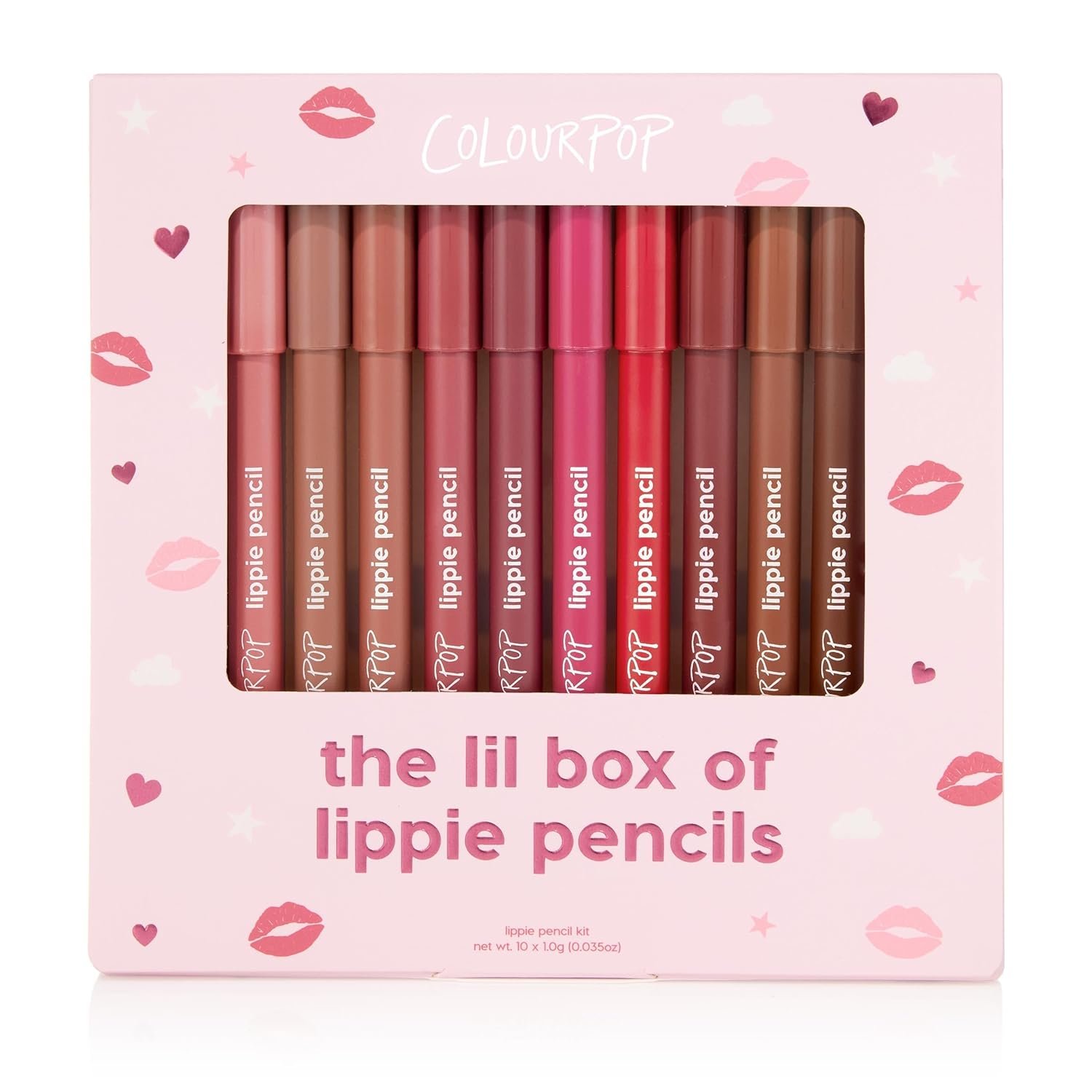 ColourPop Lil Box of Lippie Pencils Makeup Kit – 10-Piece Vegan Lip Liner Set with Creamy, Long-Wearing Formula – Includes New Shades to Deliver Bold, High-Impact Color (3.05 oz)