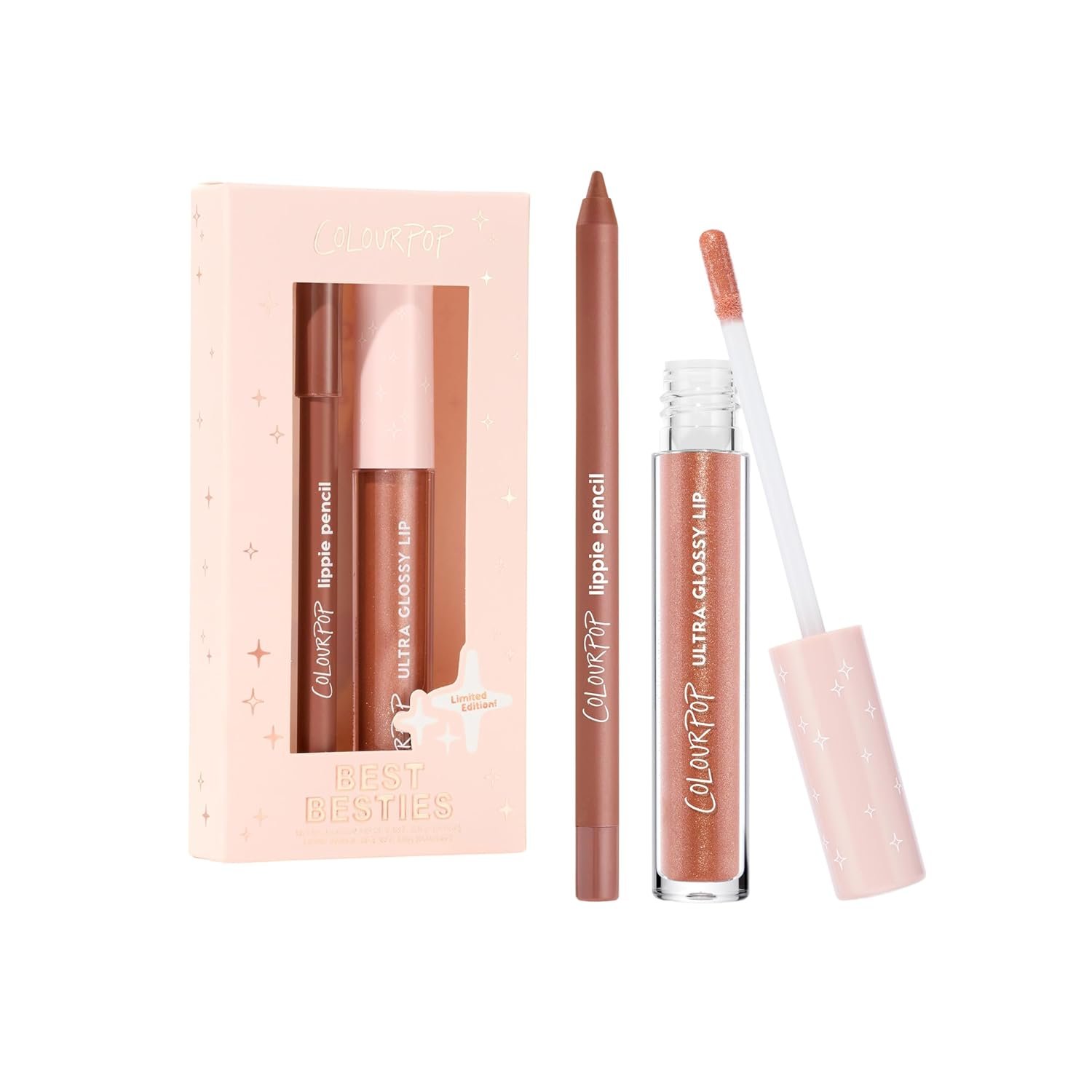 ColourPop Best Besties Lip Pencil & Gloss Duo – Shimmery Nude Lip Combo for Definition & Shine – Includes Shades BFF 2 & It Girl (2 Count)