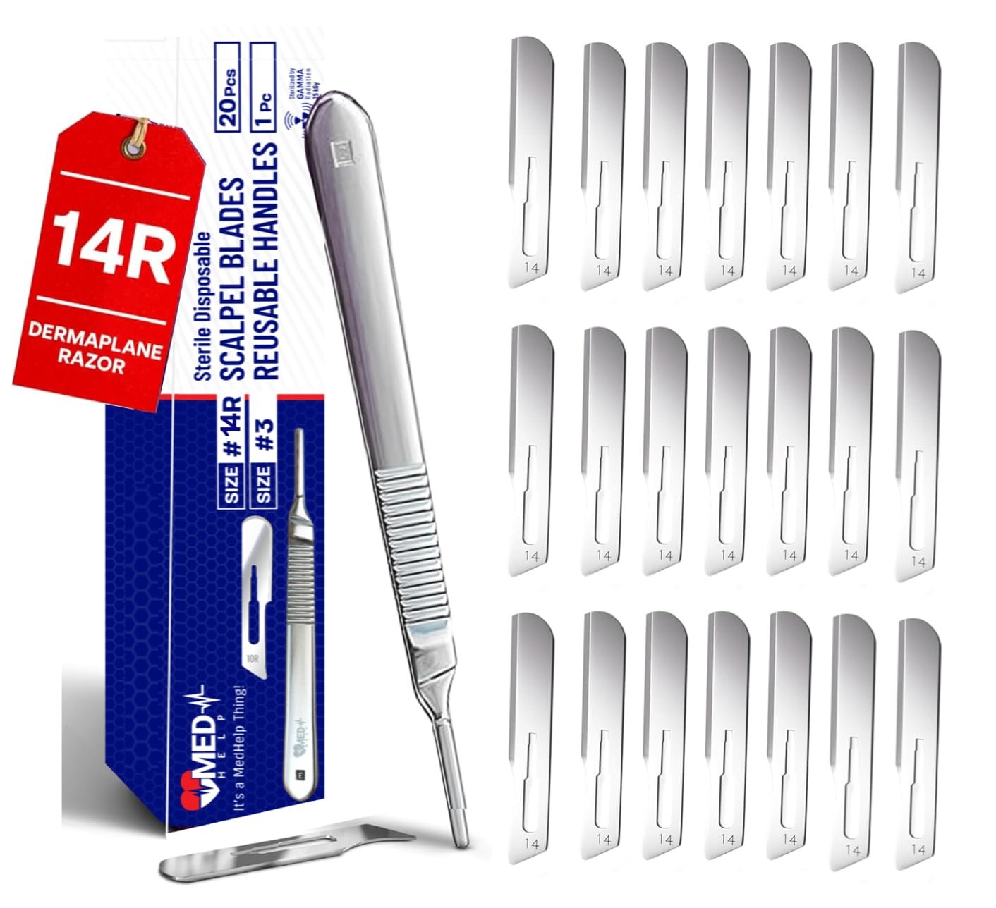 14R Blades Dermaplaning Scalpels with Dermaplane Handle, Pack of 21 Dermaplane Razor for Women Face with Stainless Steel Scalpel Handle 3 – Dermaplaning Tool for Face
