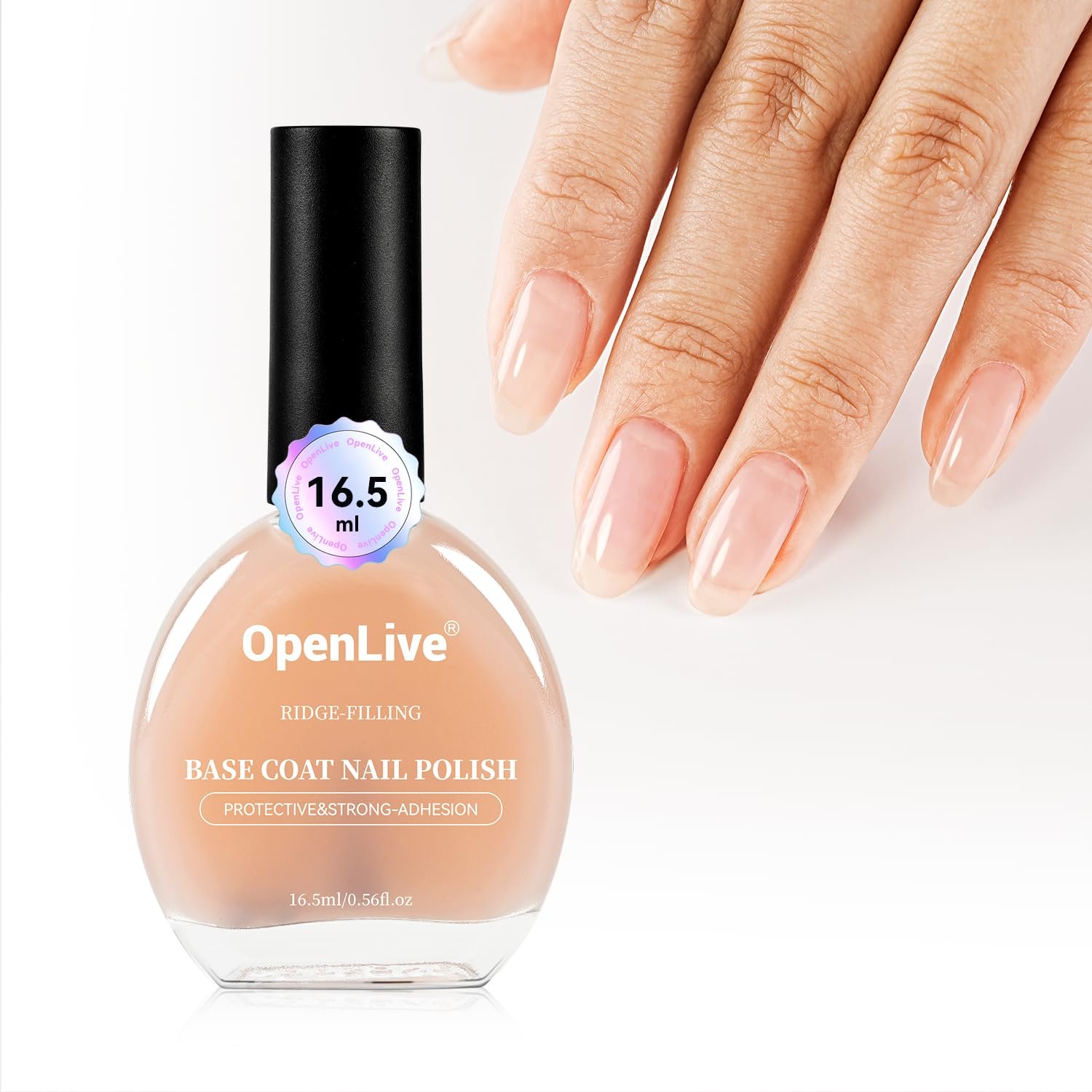 OpenLive Clear Nail Polish Ridge Filling Base Coat, Nail Strengthener and Growth, Ridge Filler For Nails, Shea Butter & Vitamin E & Protein Formula, Hydrate Strengthen Nourish Damaged Natural Nails