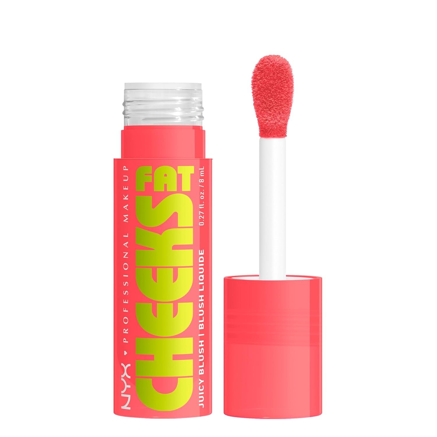 NYX PROFESSIONAL MAKEUP Fat Cheeks Liquid Blush, Buildable, Dewy Blush with Long-Lasting 12HR Wear – Peach Plunge (Bright Peach)