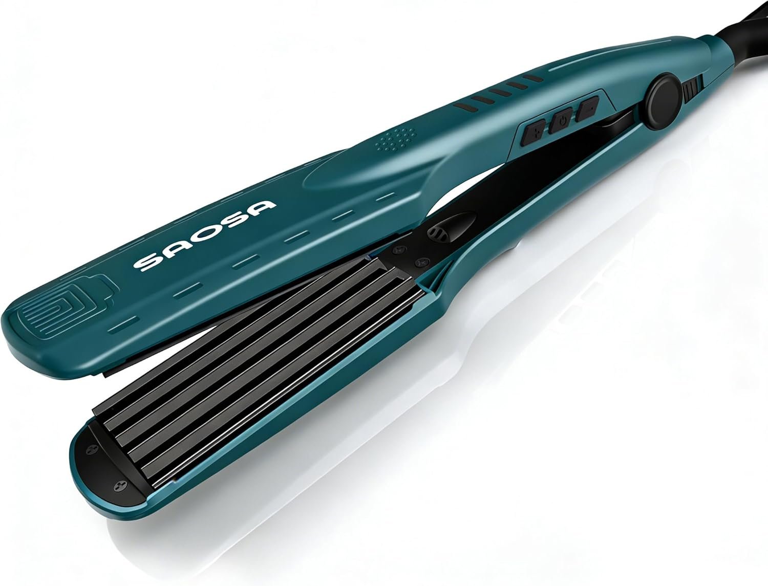 SAOSA Hair Crimper, Ceramic Crimping Iron with 5 Temp Settings (150℃–230℃), 30s Fast Heat, Dual Voltage Travel Volumizing Iron for 80s Retro Waves, Root Lift & Fluffy Texture, Glove Included