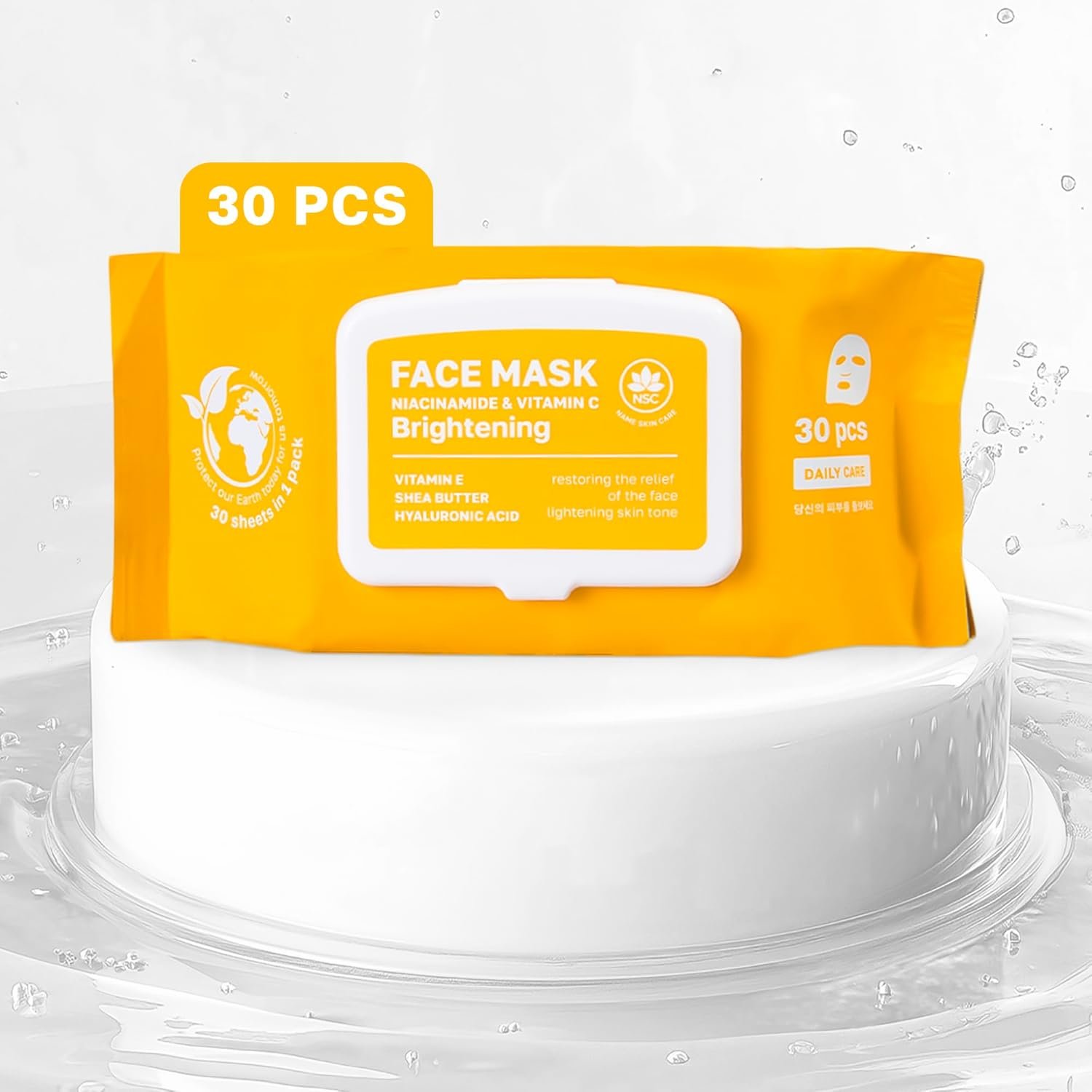 Korean Sheet Masks with Niacinamide & Vitamin C – 30-Pack Premium Face Mask Set – Intensive Hydrating Sheet Mask Collection – Advanced K-Beauty Skincare – Complete Monthly Supply for Daily Face Care