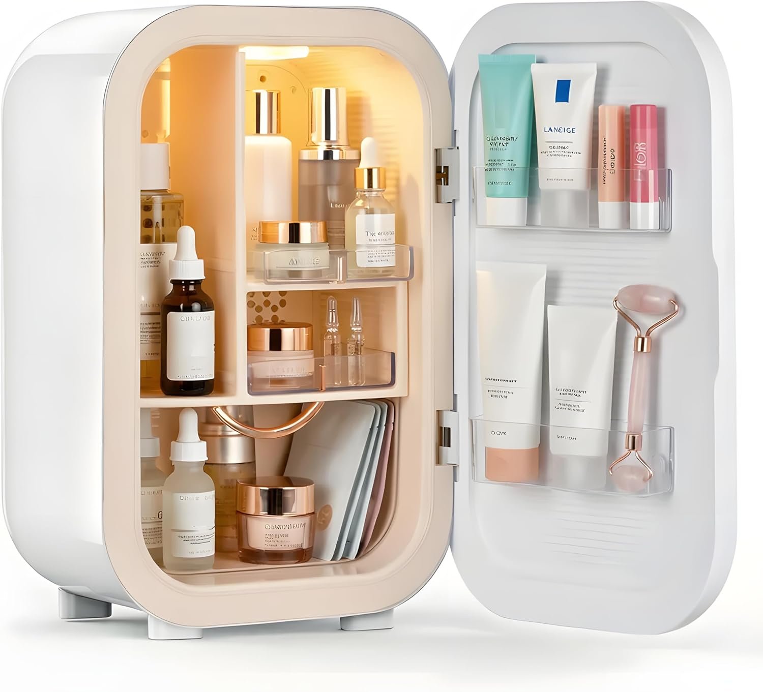 Kikihouse 22L Mini Skincare Fridge, Beauty Fridge for Cosmetic Storage, 44°F Intelligent Temperature Control, Personal Small Makeup Refrigerator for Bedroom, Dorm