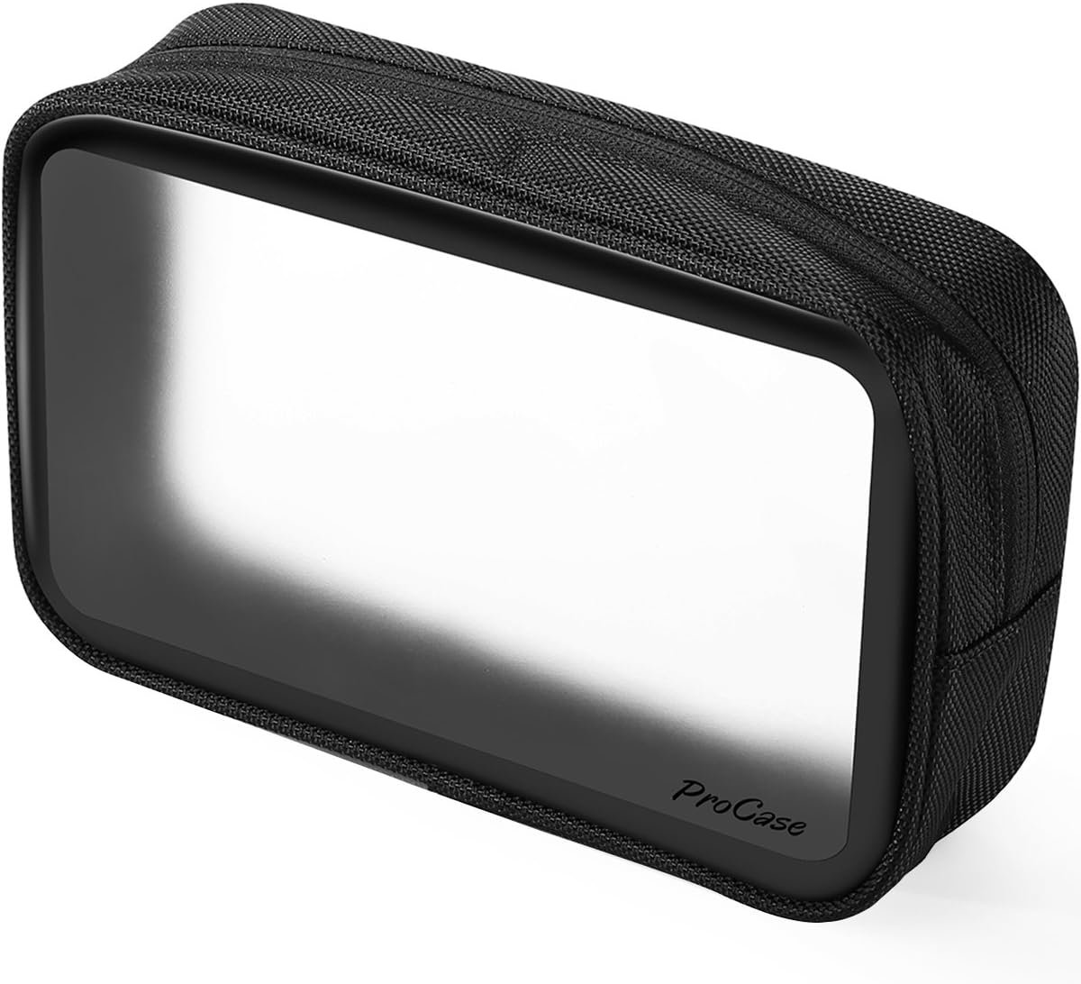 ProCase TSA Approved Travel Toiletry Bag Pouch, Matte Clear Travel Organizer Airport Carry-On Checkpoint Airline Compliant Storage Bag -1 Pack, Black
