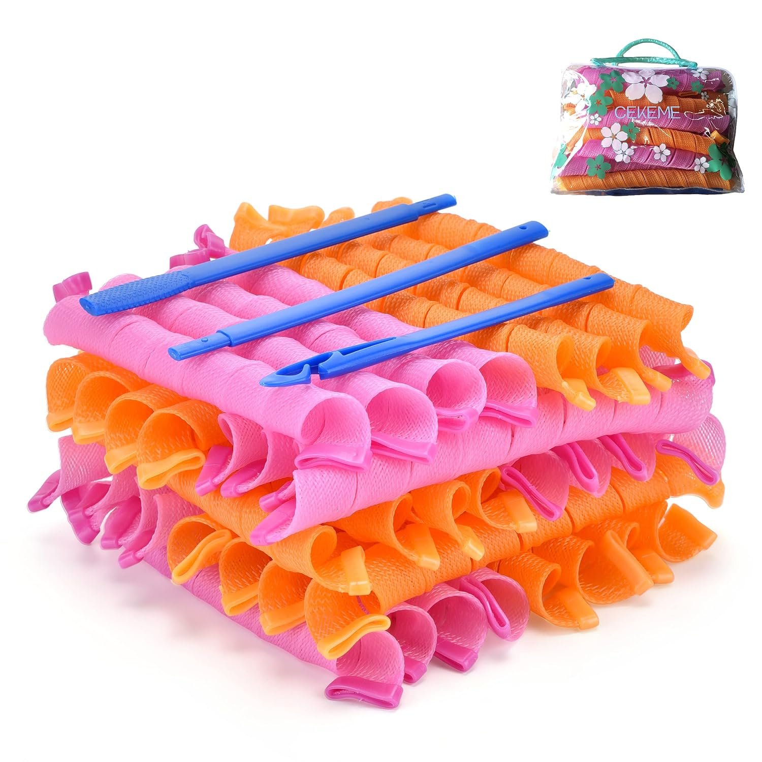 40pcs Heatless Spiral Hair Curlers for Long Hair – Heatless Curls Overnight 22inch Magic Hair Rollers No Heat Curlers for Women Kids