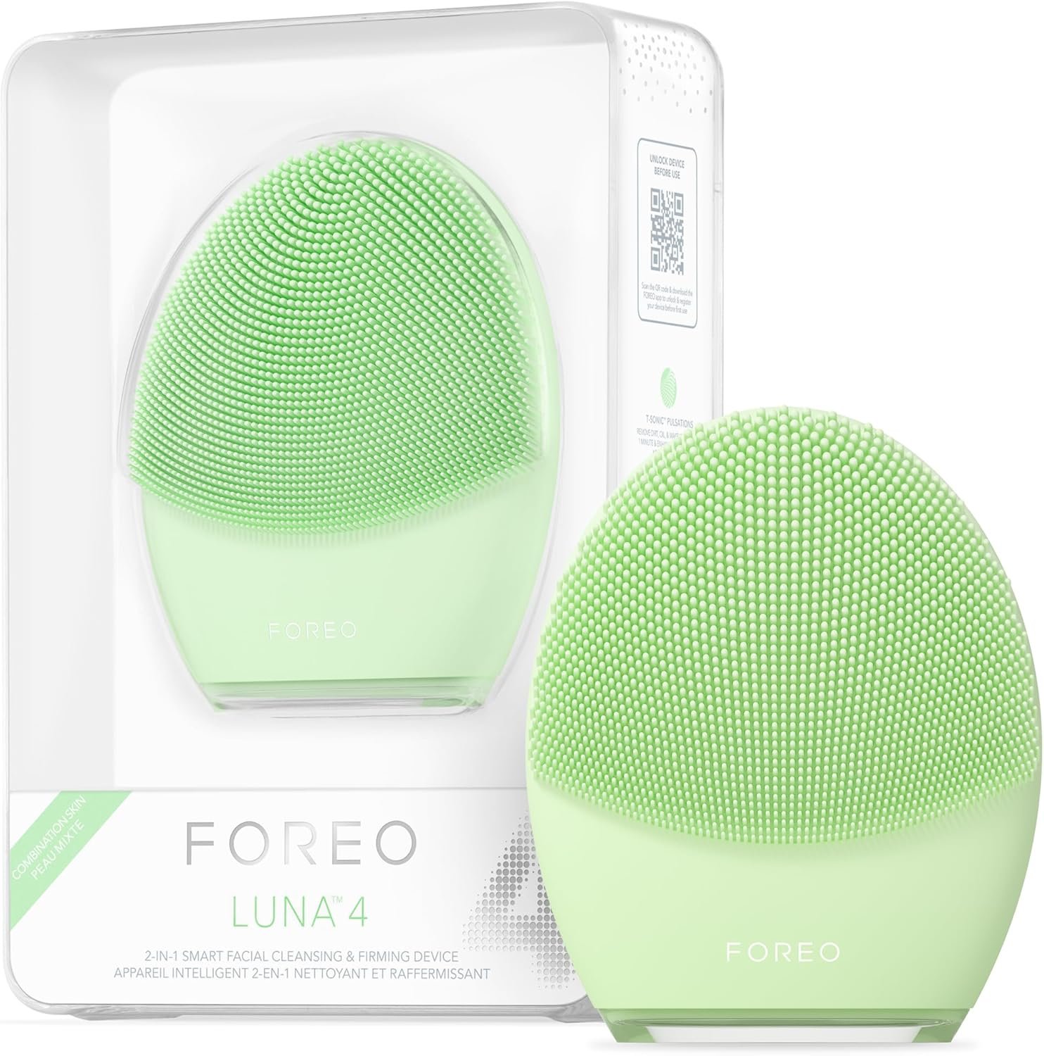 FOREO LUNA 4 Face Cleansing Brush – Massager – Anti Aging – Enhances Absorption of Facial Skin Care Products – Simple Skin Care Tools – Combination Skin