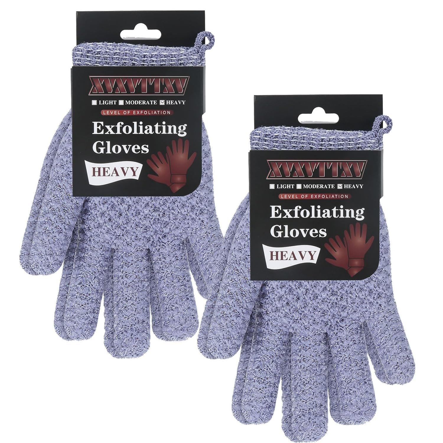 Exfoliating Dual Texture Bath Gloves for Shower Spa Massage and Body Scrubs, Dead Skin Cell Remover, body scrubber with Hanging Loop