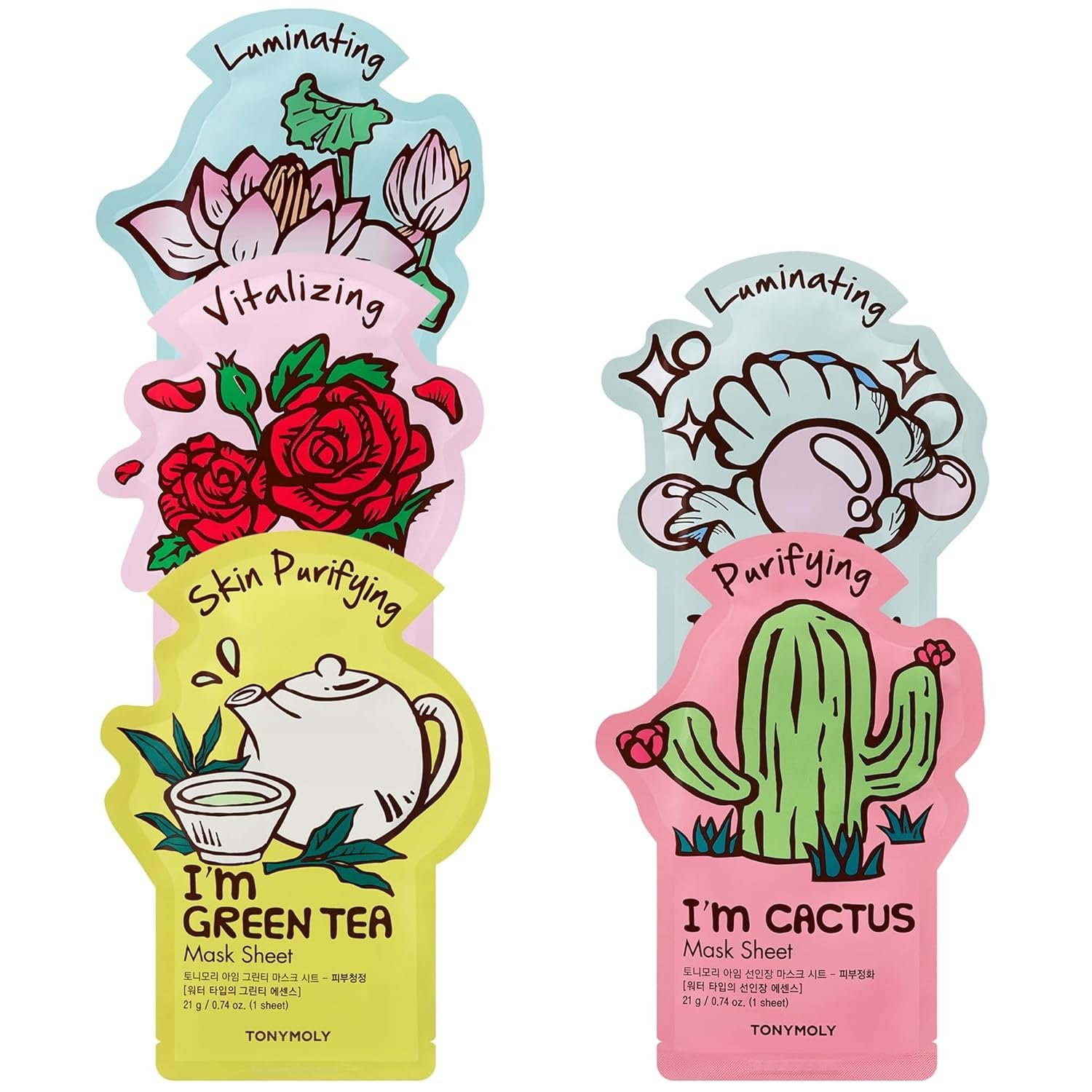 TONYMOLY I’m Sheet Mask Gift Set – Korean Face Mask Variety Pack with Hydrating & Vitamin Infused Essences, 5 Pack