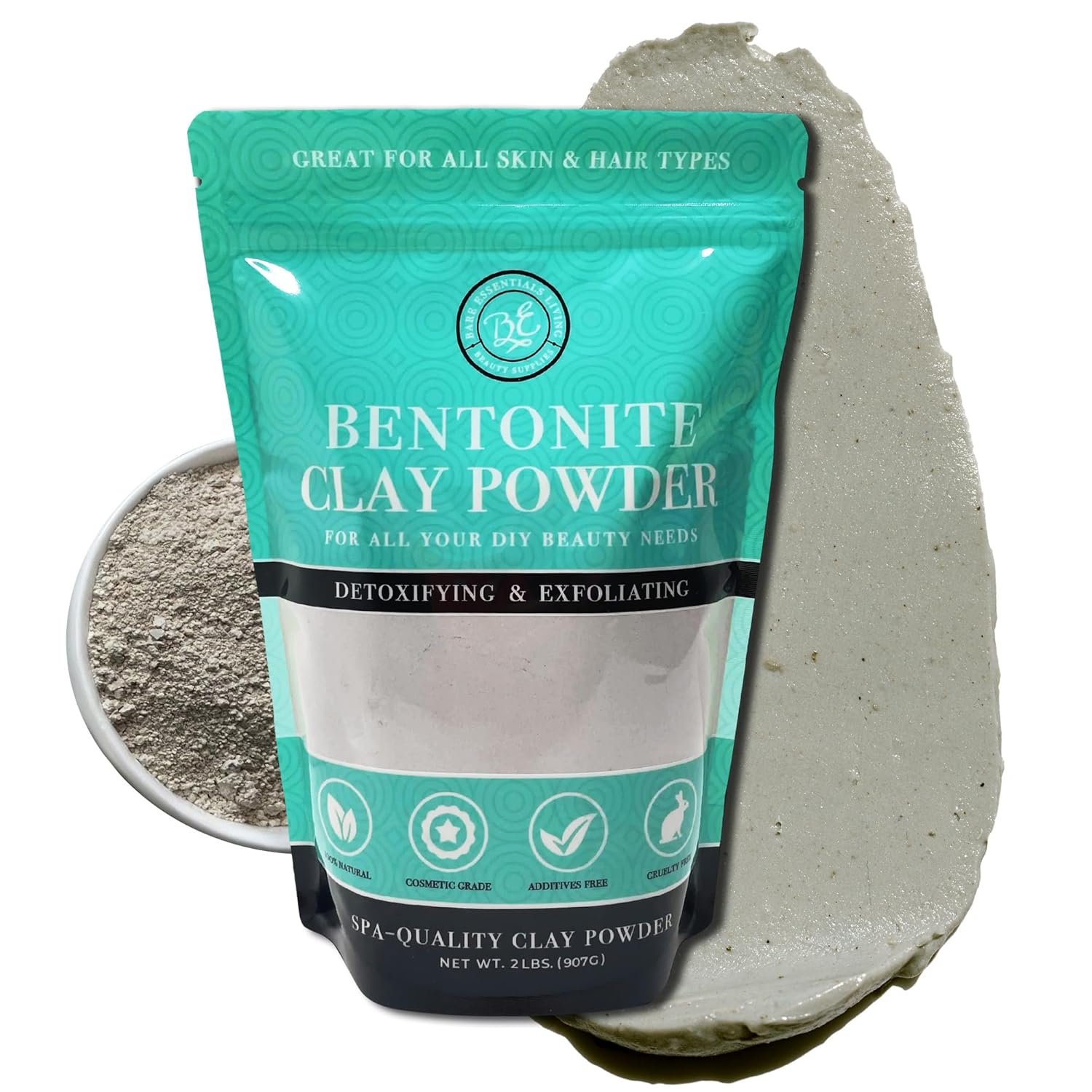 Bare Essentials Living – Bentonite Clay Powder (2lbs) Face Clay Mask, Bentonite Clay Detox for Skin, Clay Powder for Seed Bombs, Detox Bath, Cosmetic Clay Powder, Sodium Bentonite Clay – Made in USA