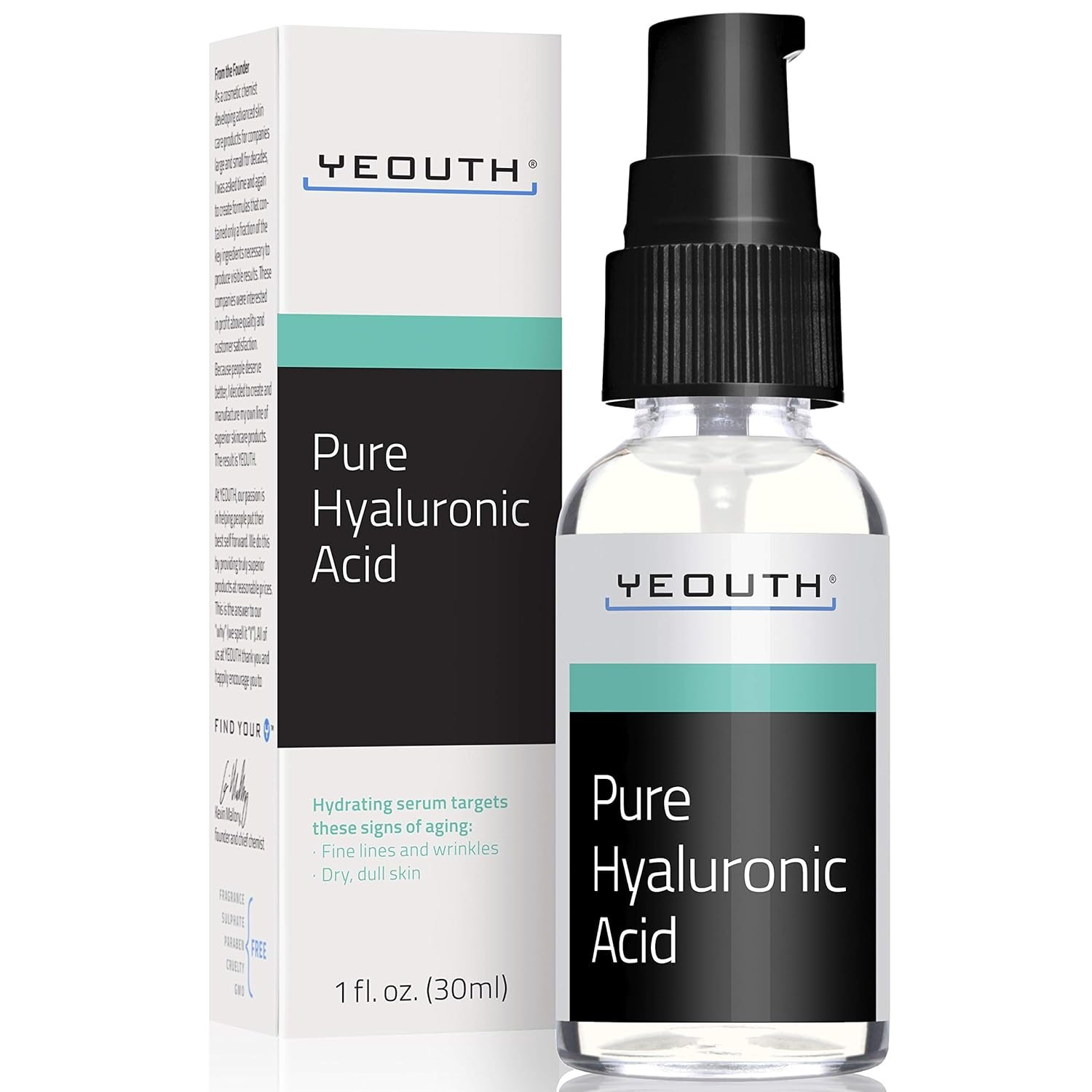 YEOUTH Pure Hyaluronic Acid Serum for Face with 99% Hyaluronic Acid, Plumping Hydrating Serum Targets the Appearance of Fine Lines, Dry and Dull Skin, 1 oz