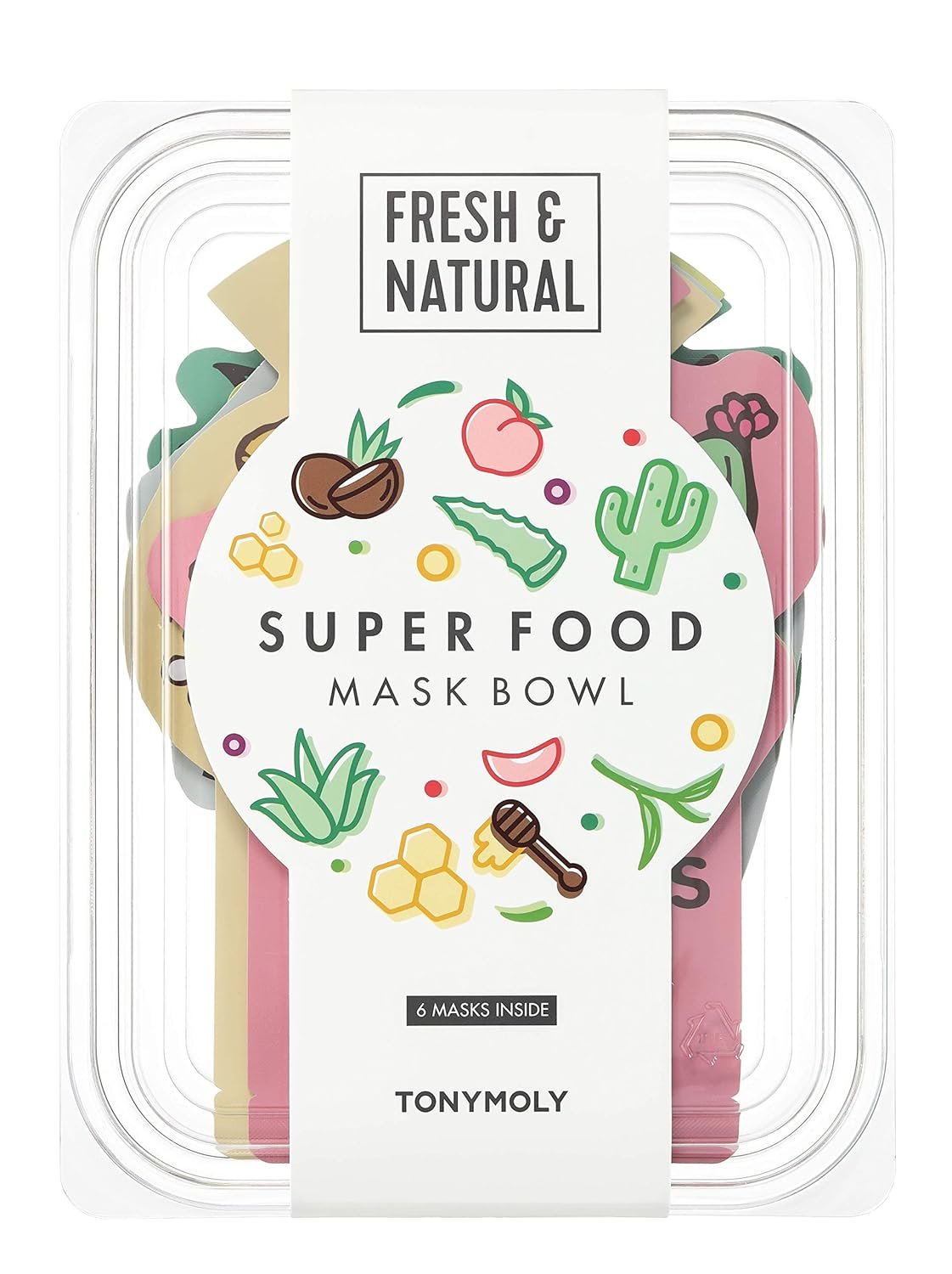 TONYMOLY Super Food Mask Bowl – Korean Skincare Sheet Face Mask Set for Hydrating, Replenishing & Revitalizing Tired Skin – Nourishing Facial Treatment with Superfood Ingredients, 0.74 oz