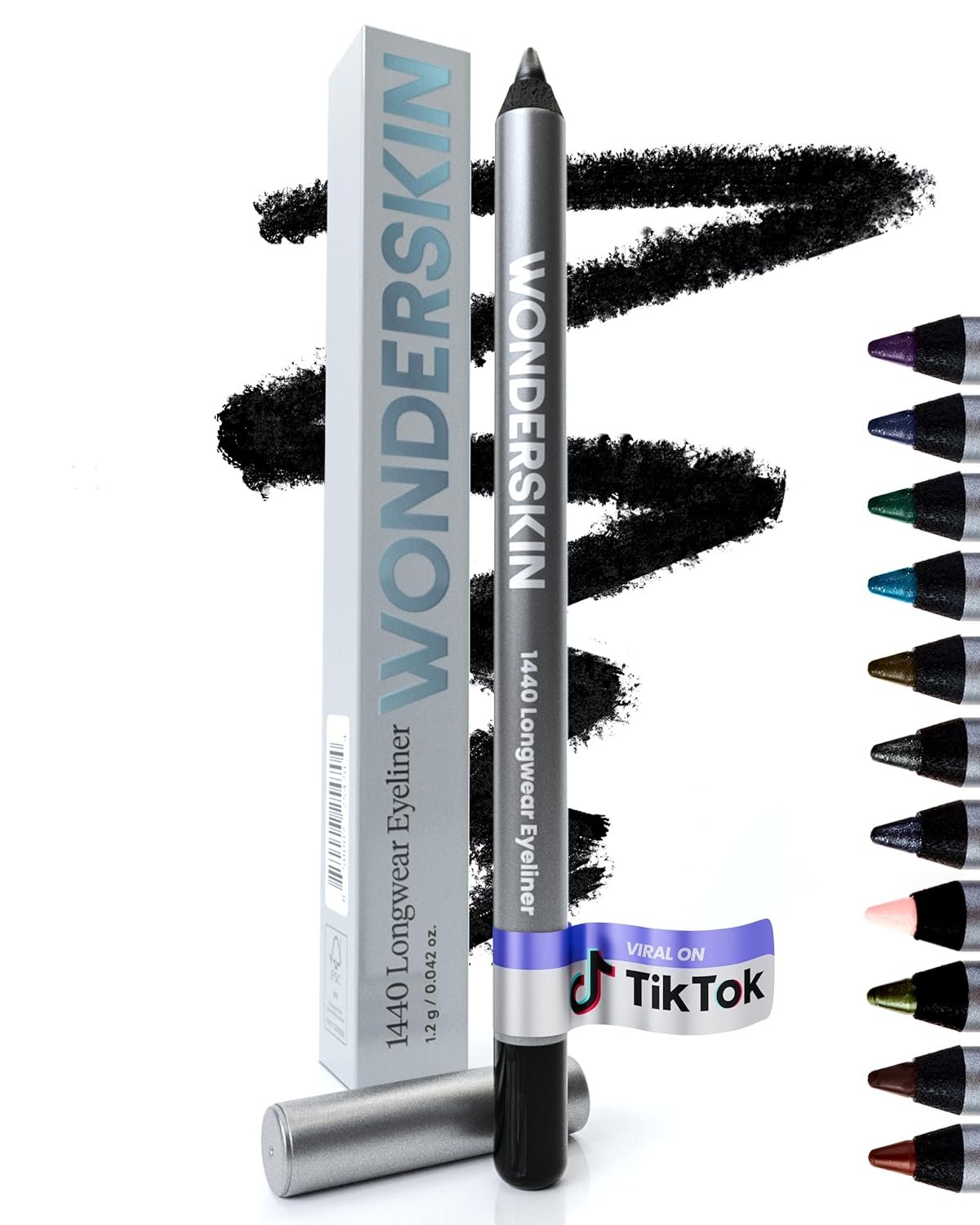 Wonderskin Eyeliner Pencil, 1440 Longwear Deep Black Eyeliner Pencil – Waterproof, Sharpenable & Smudge Proof (Liquorice)