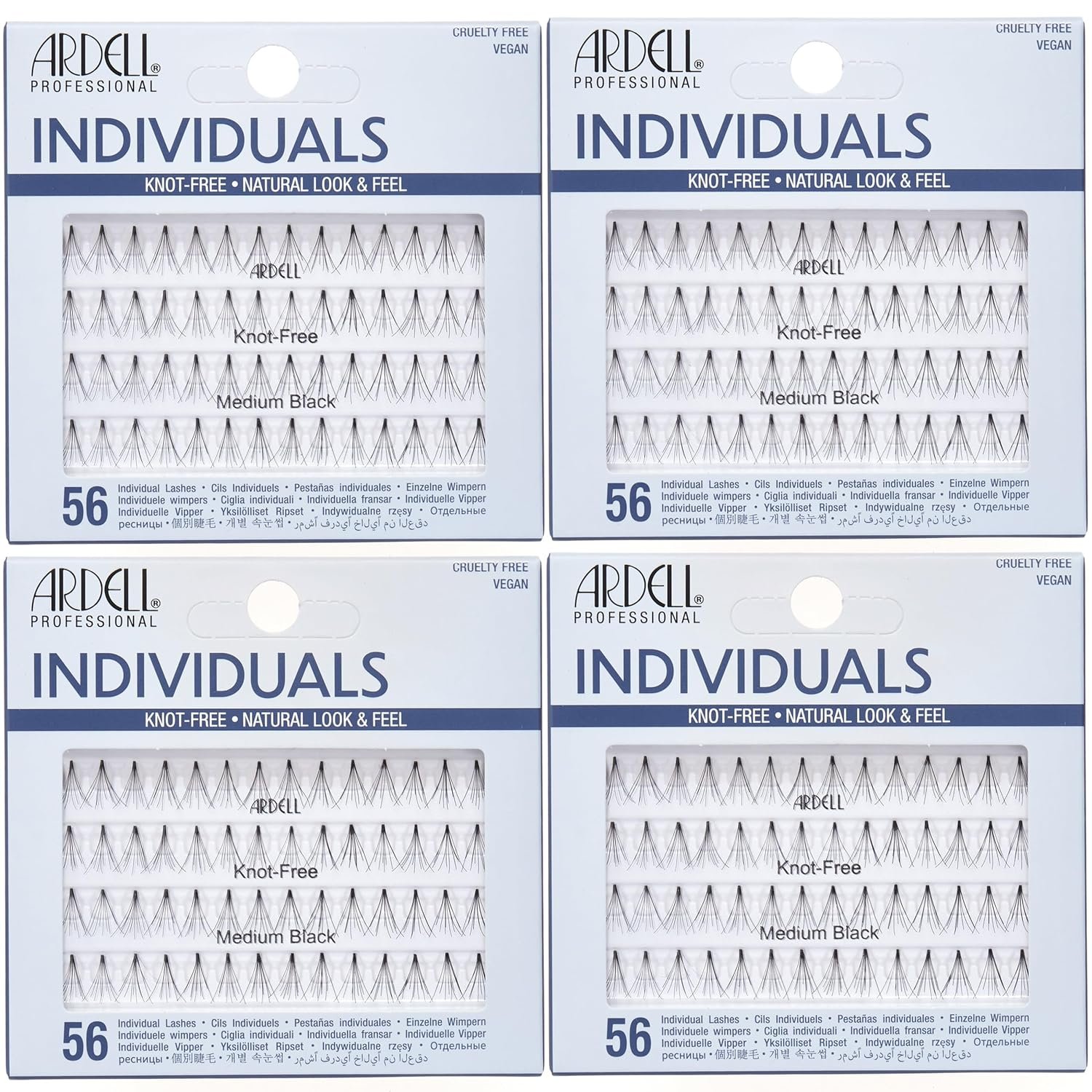 Ardell Individuals False Eye Lashes – Medium Black, DIY Lash Clusters, Lash Band, Long-Lasting Eyelash Extensions, 4 Pack