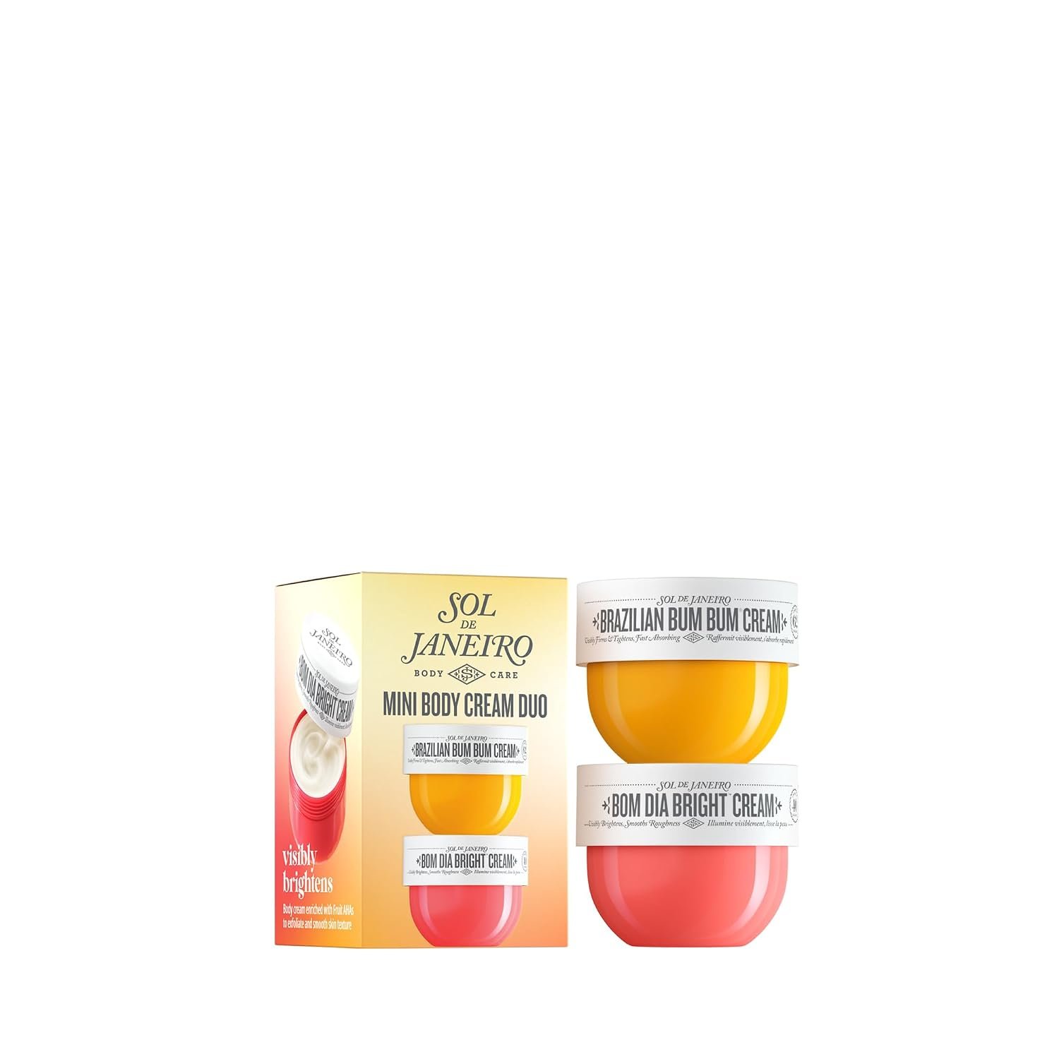 Sol de Janeiro Mini Body Cream Trial Set – Travel Size Set – Beauty Minis – Brazilian Bum Bum Cream & Bom Dia Bright Cream – 2 Piece Set 25 mL – $24 Value
