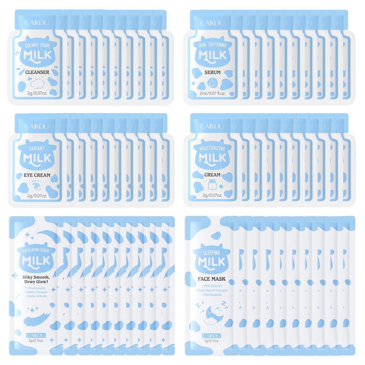 Mini Travel Skincare Set, 60pcs Travel Items Including Face Wash, Toner, Lotion, Cream, Serum, Isolation Cream, Sakura Mud Mask, Face Skin Care Routine Kit Organic Skin Care Set