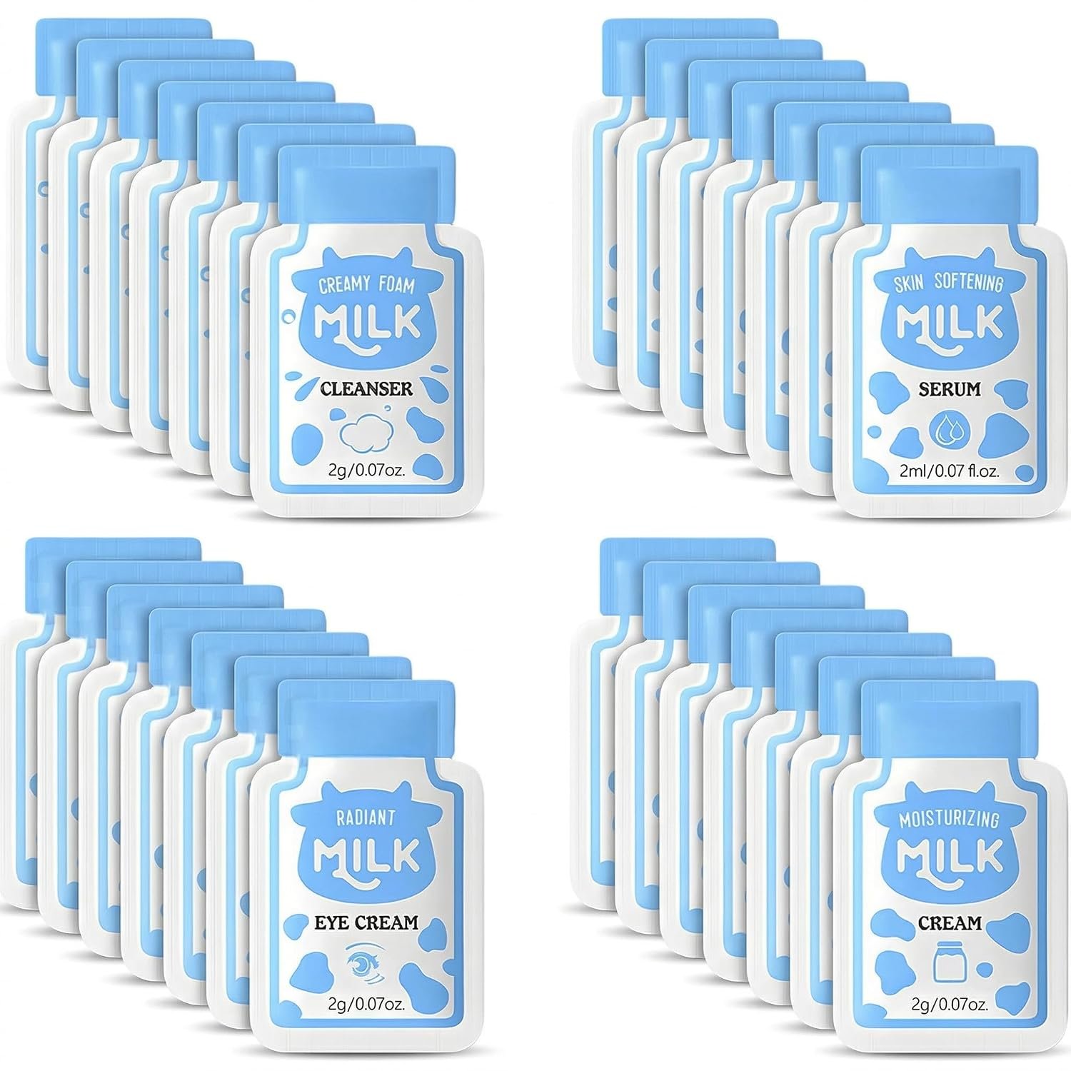 28 Pcs Mini Travel Skincare Set, Mini Travel Items Including Face Wash, Serum, Eye Cream, Face Cream, Sample Size Beauty Products, Face Milk Skincare Routine Kit